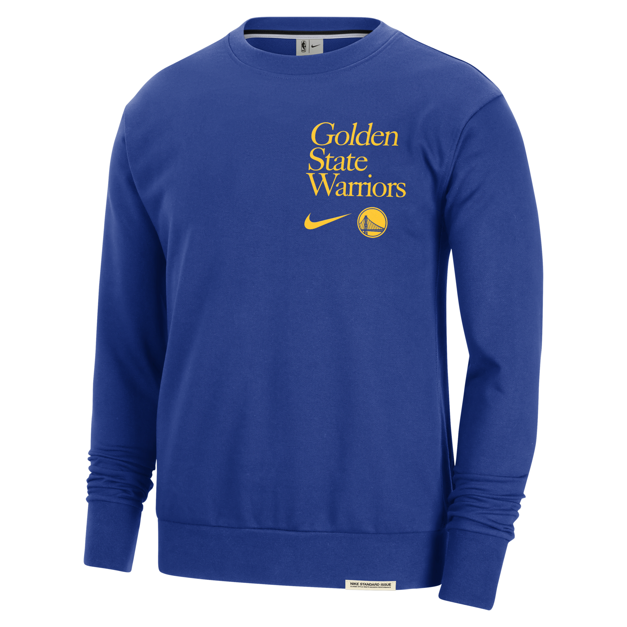Nike Golden State Warriors Standard Issue NBA-sweatshirt met ronde hals en Dri-FIT voor heren Blauw