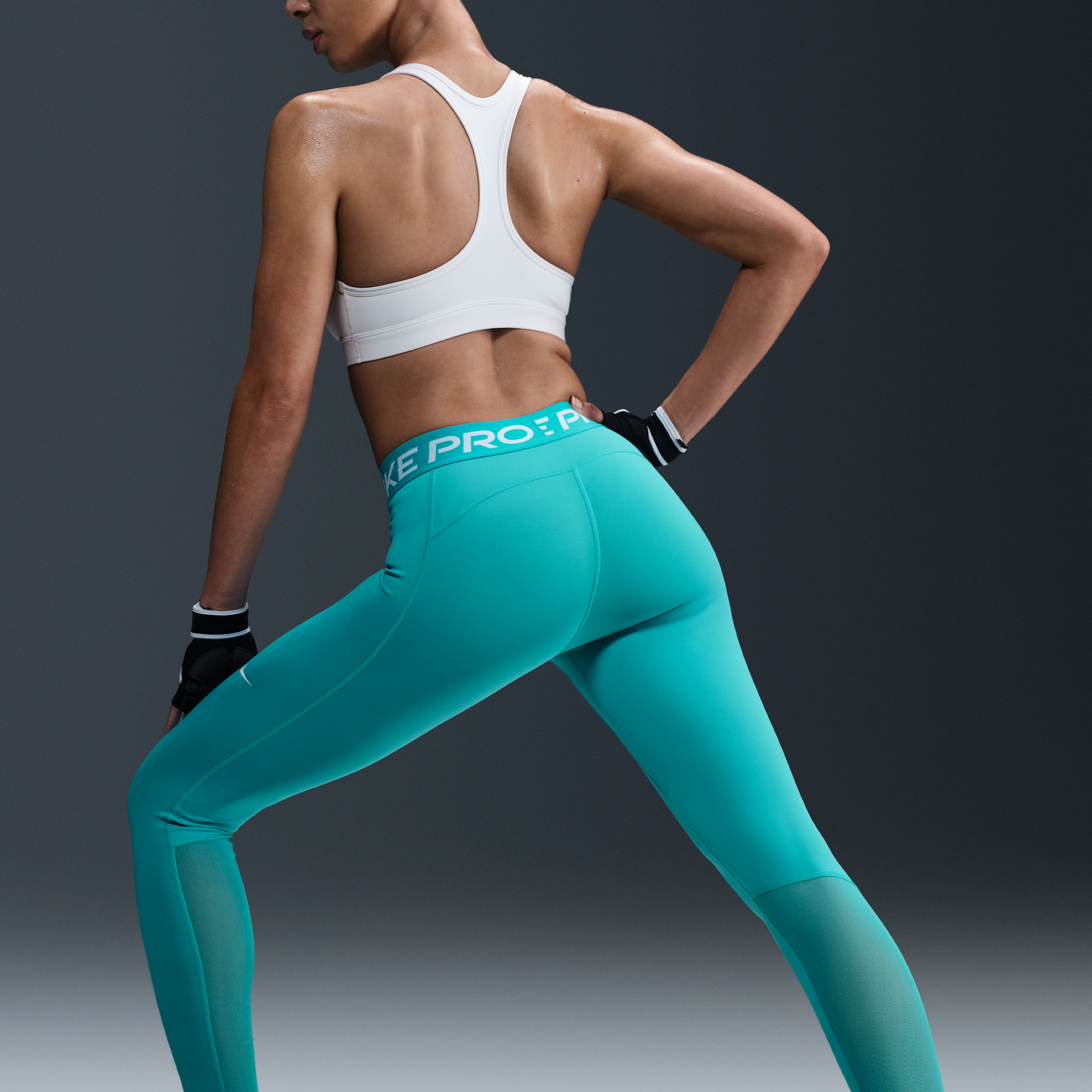 Legging taille mi-haute à empiècements en mesh Nike Pro pour femme - Vert