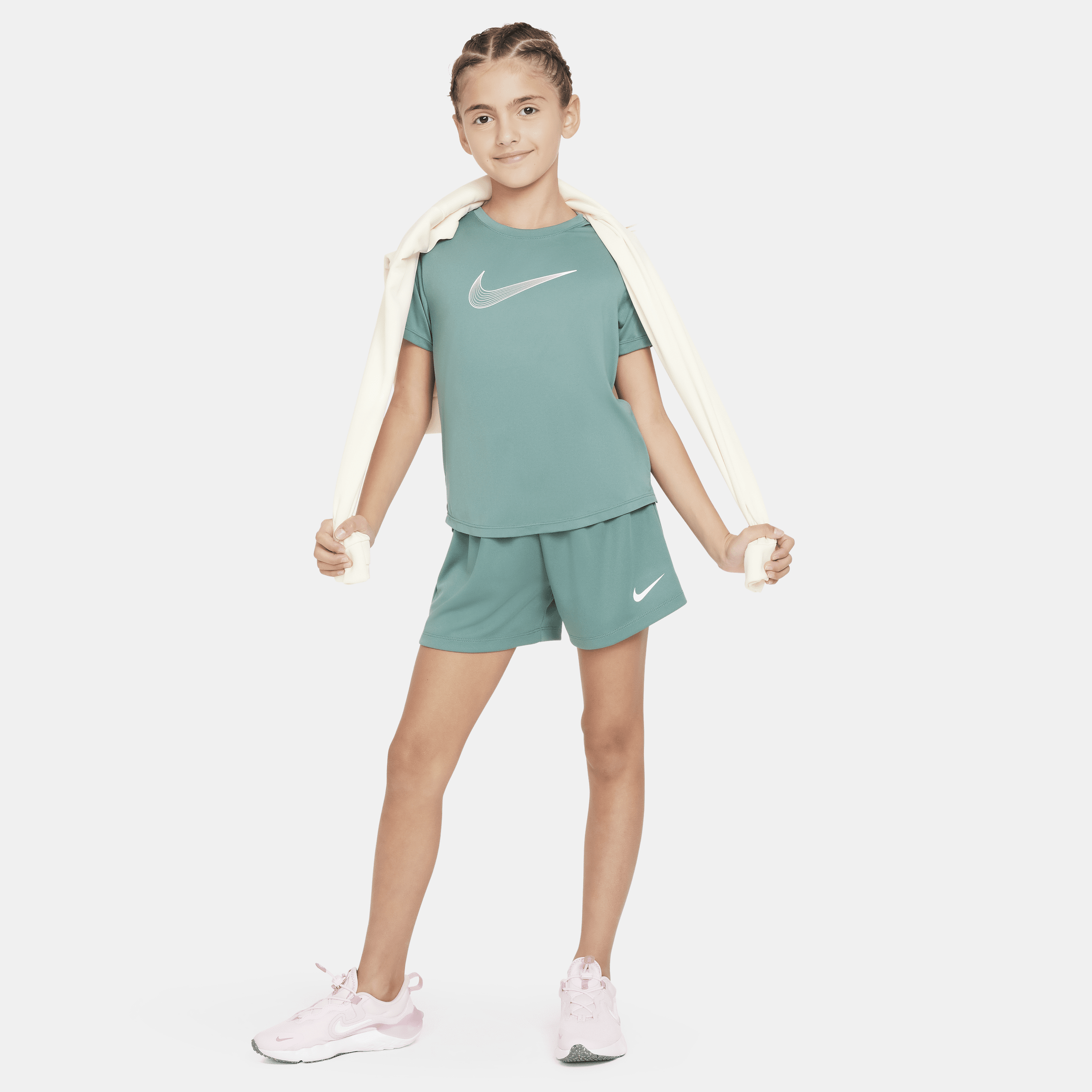 Nike One Dri-FIT trainingstop met korte mouwen voor meisjes Groen