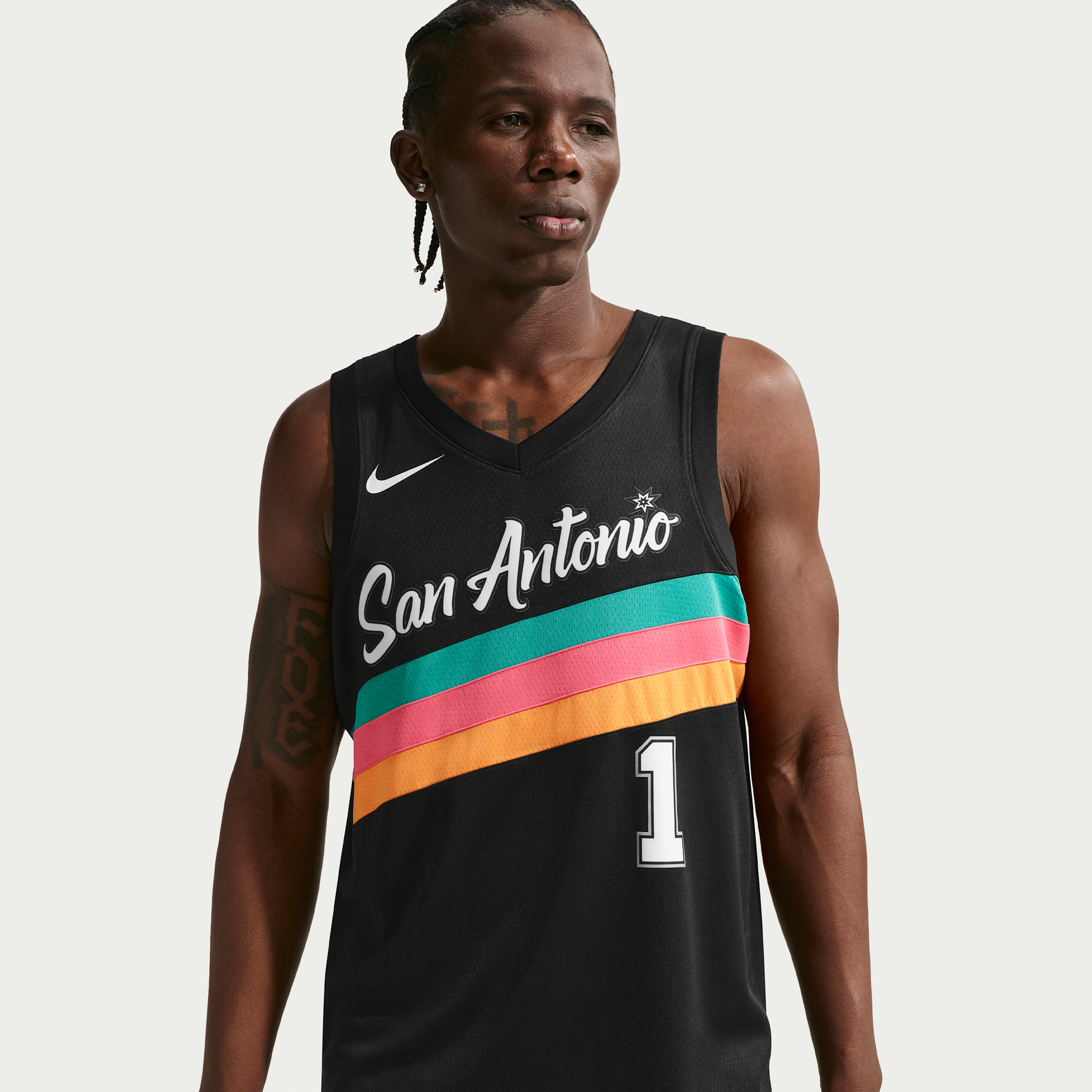 Thumbnail - Victor Wembanyama San Antonio Spurs City Edition Nike NBA Swingman Trikot für Herren - Schwarz