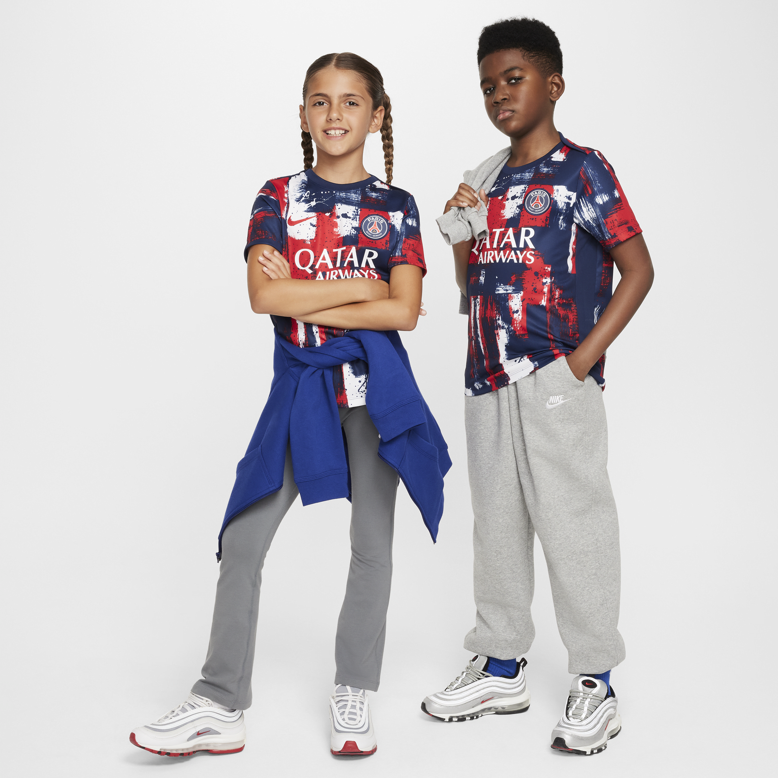 Nike Paris Saint-Germain Academy Pro Thuis Dri-FIT warming-uptop met korte mouwen voor kids Blauw