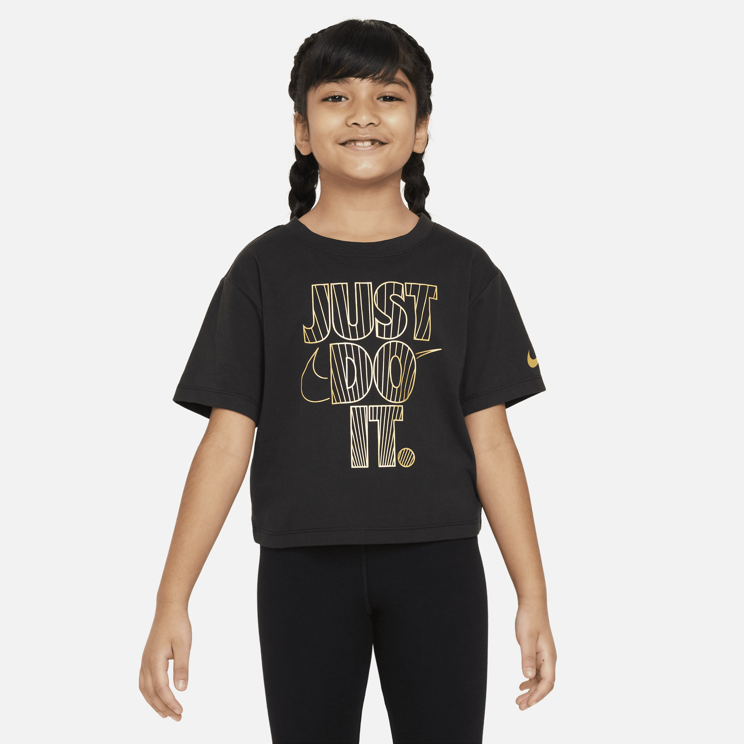 Nike Shine Boxy Tee T-shirt voor kleuters Zwart