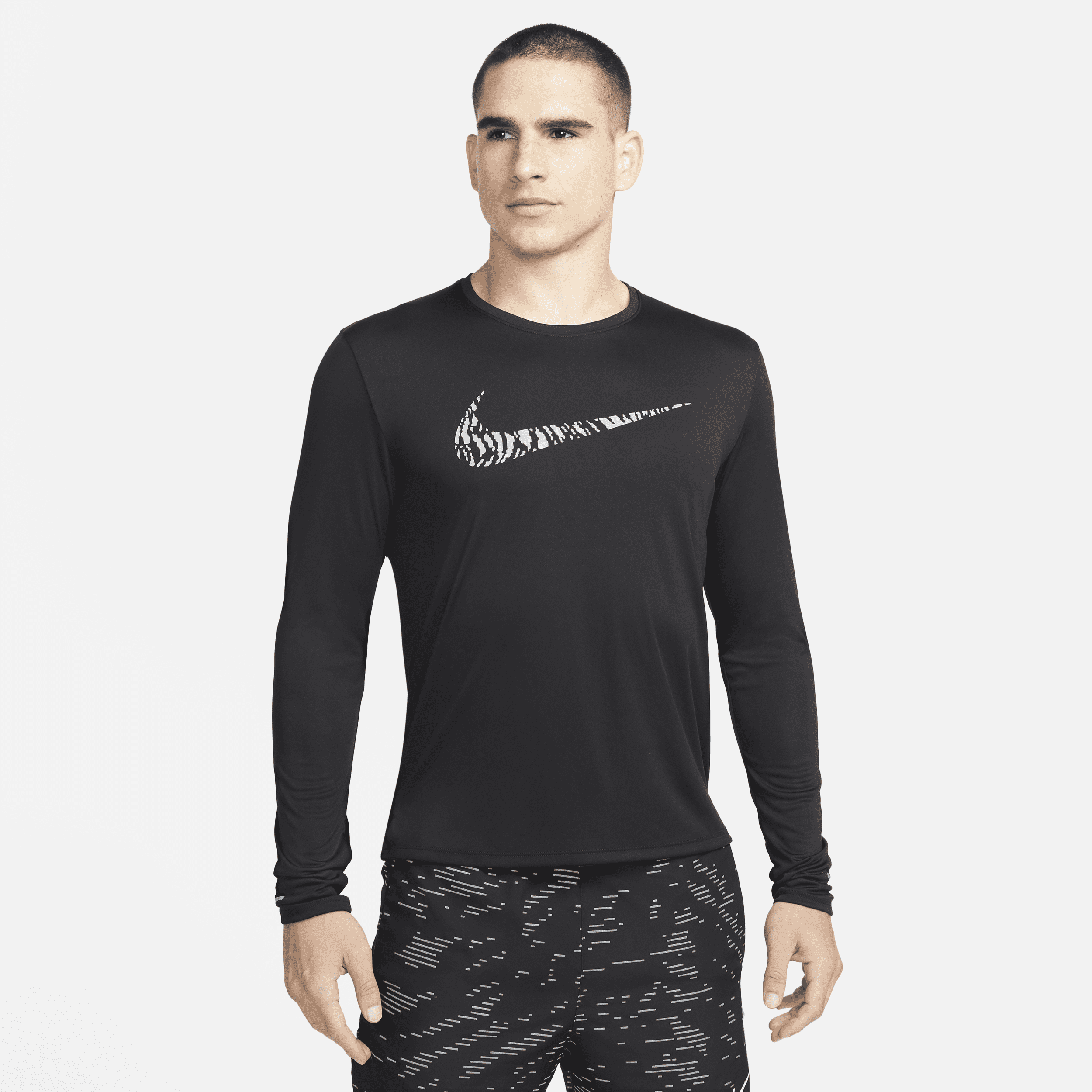Męska koszulka z długim rękawem i grafiką Nike Dri-FIT UV Run Division Miler - Czerń