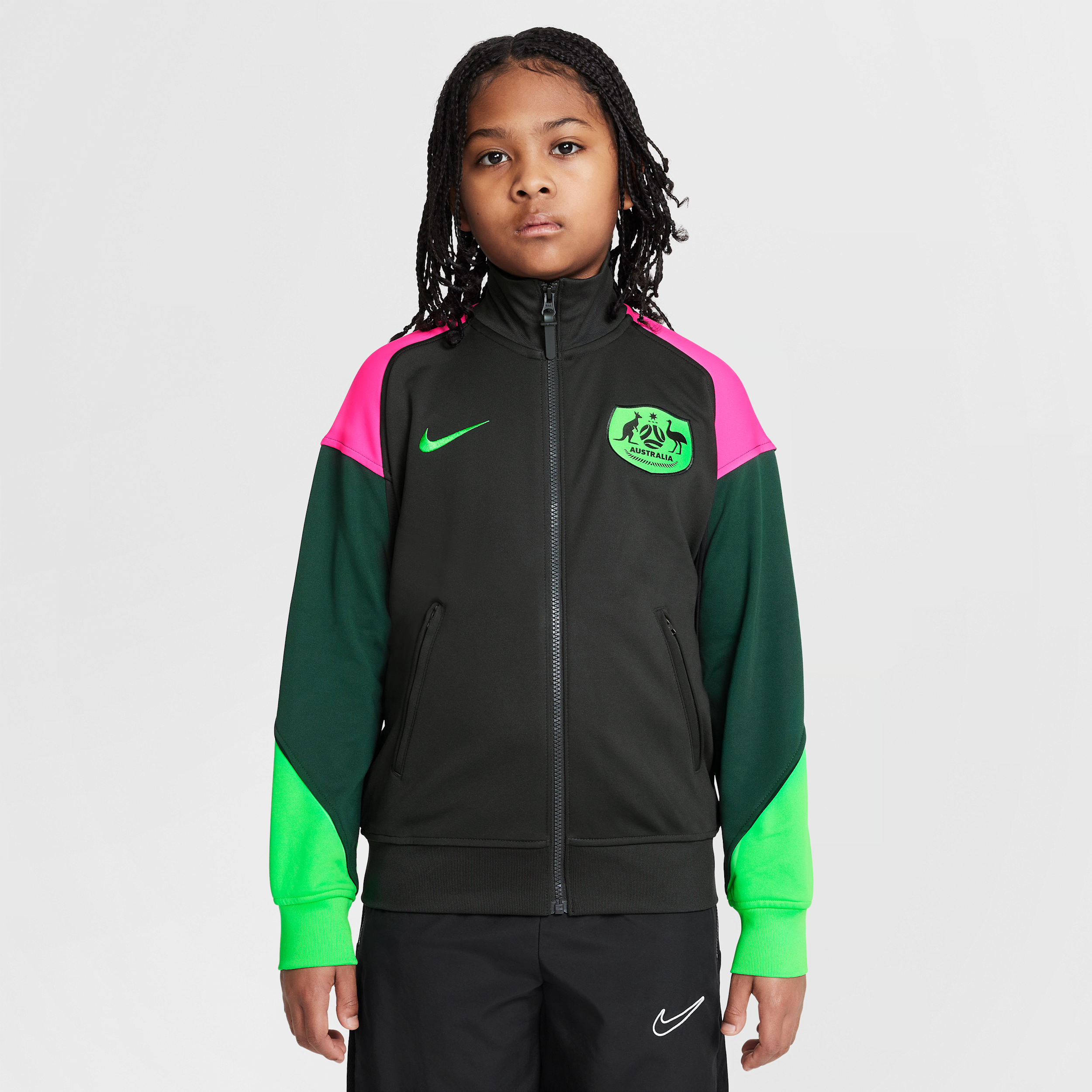 Australia Academy Pro Older Kids' Nike Dri-FIT Football Anthem Jacket - Green - Polyester