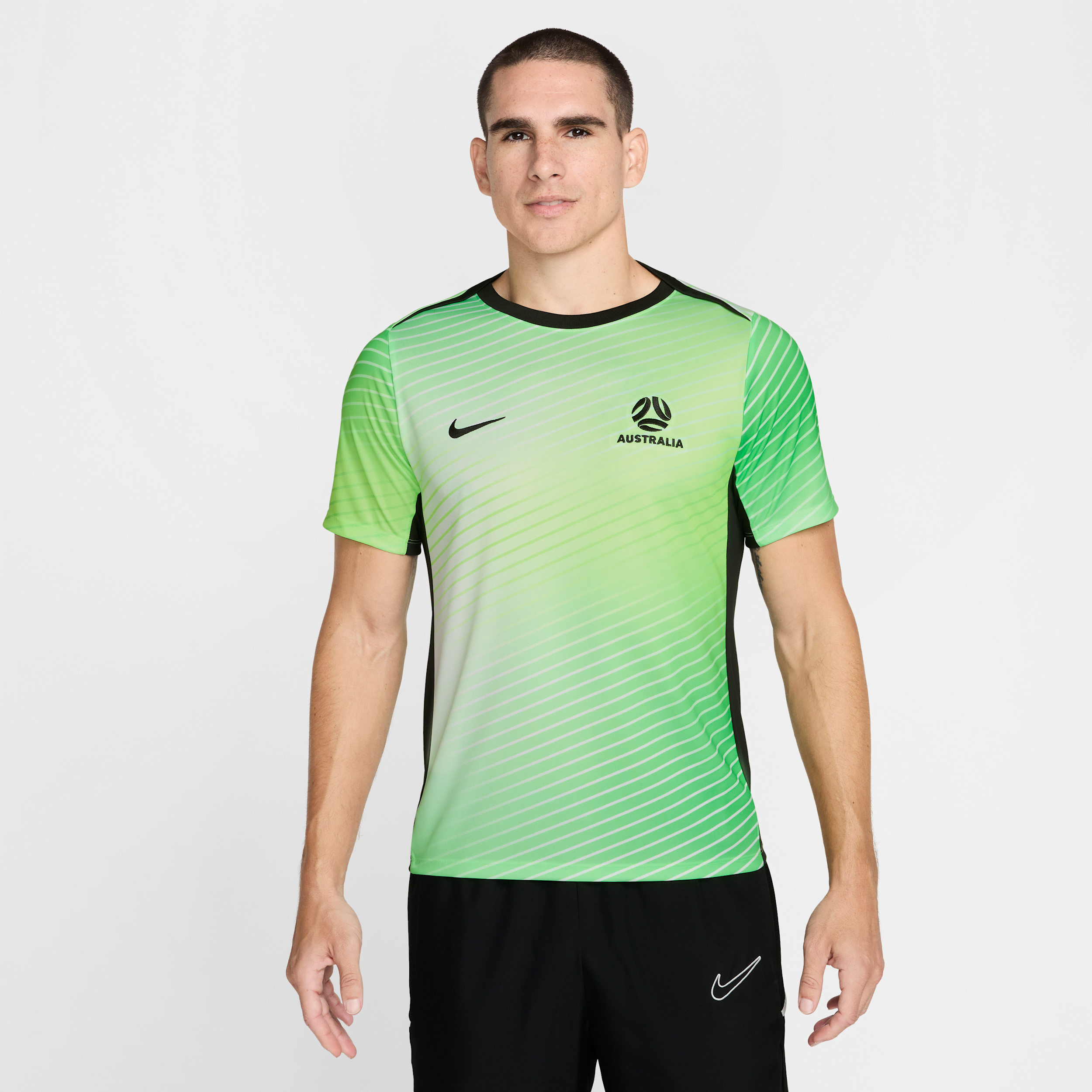 Australia Academy Pro Men's Nike Dri-FIT Football Pre-Match Short-Sleeve Top - Green - Polyester - 50% Recycled Polyester