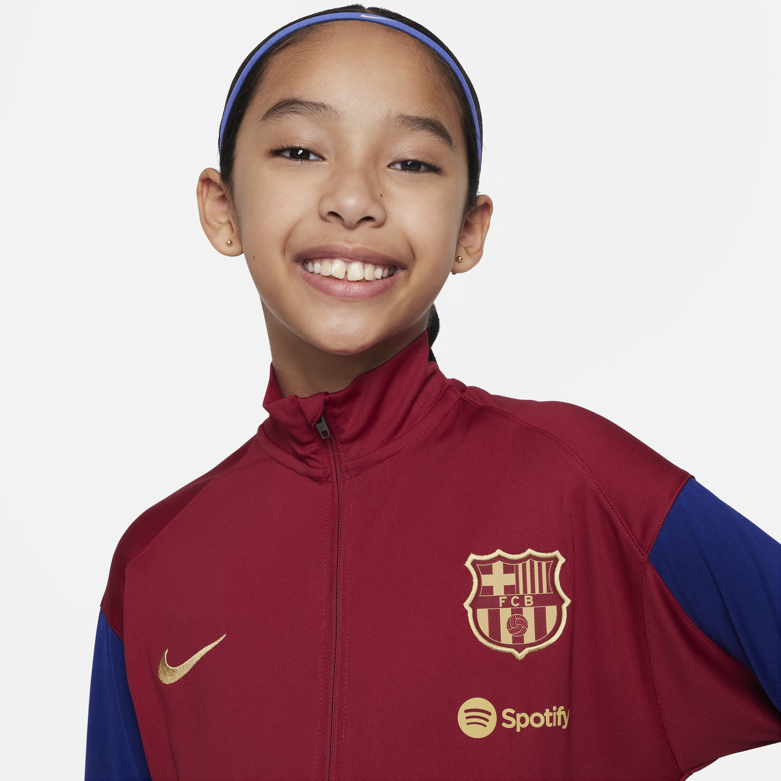 Nike FC Barcelona Strike Dri-FIT knit voetbaltrainingspak voor kids Rood
