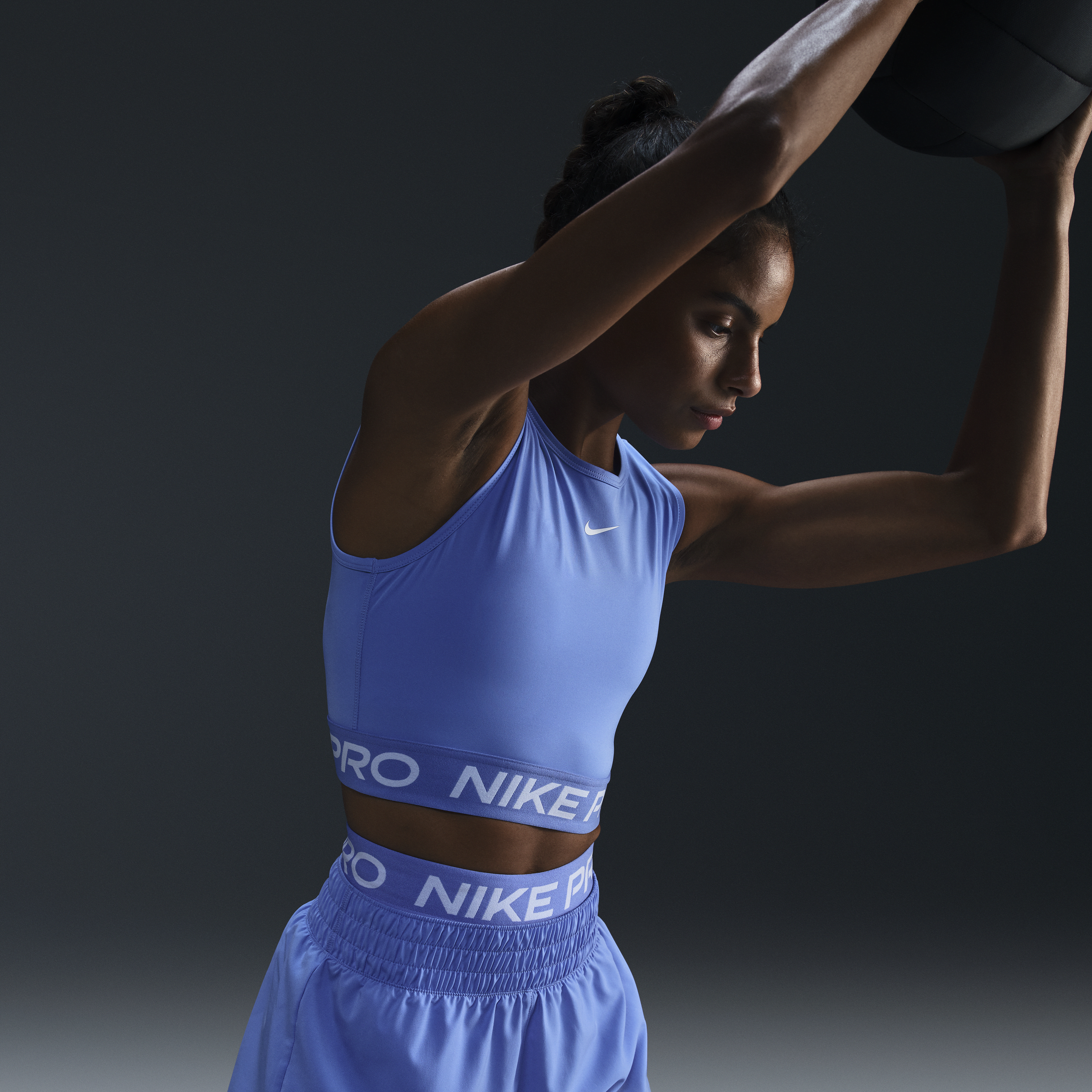 Débardeur court Nike Pro Dri-FIT pour femme - Bleu