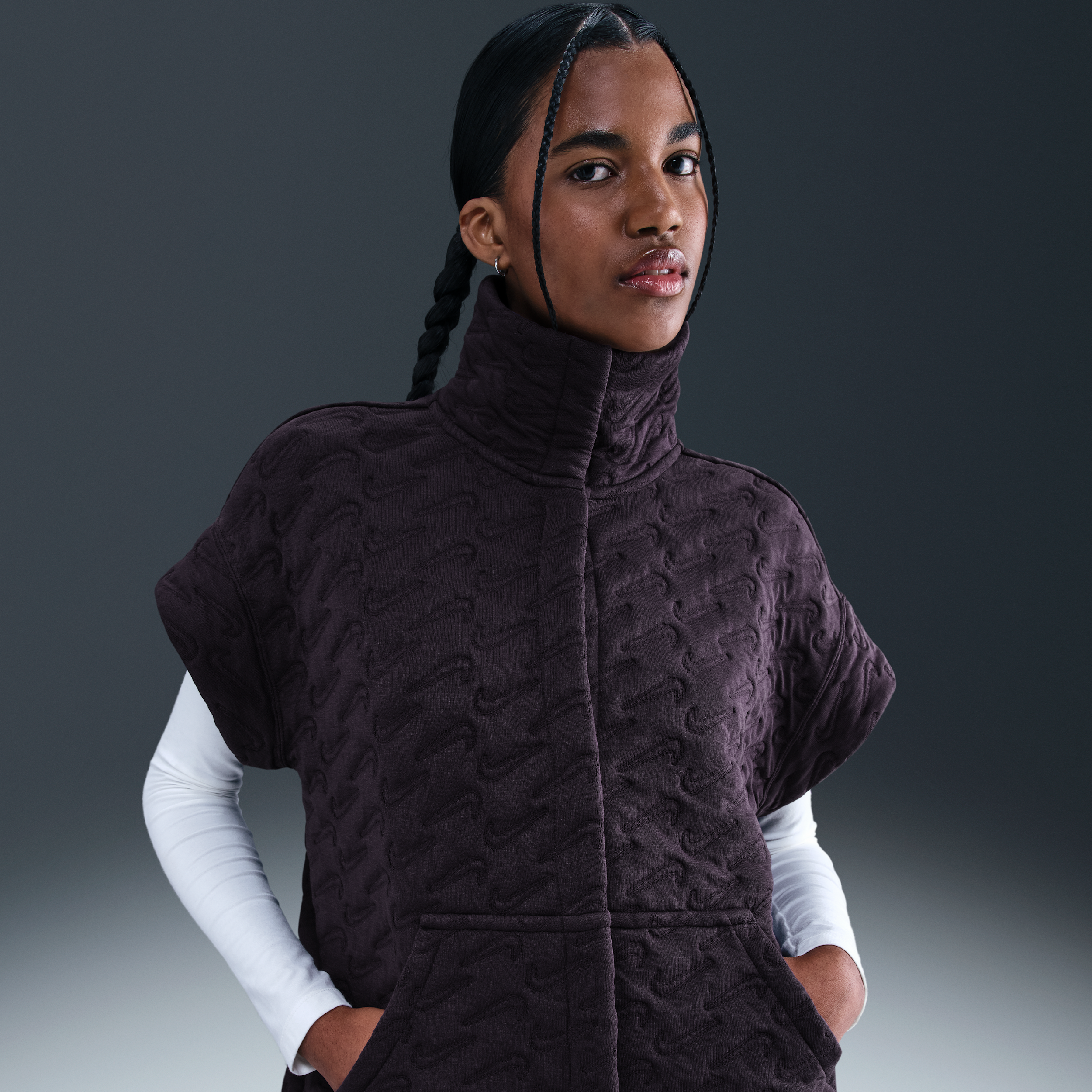 Thumbnail - Nike Phoenix Fleece Oversize-Weste aus Jacquard-Material (Damen) - Lila