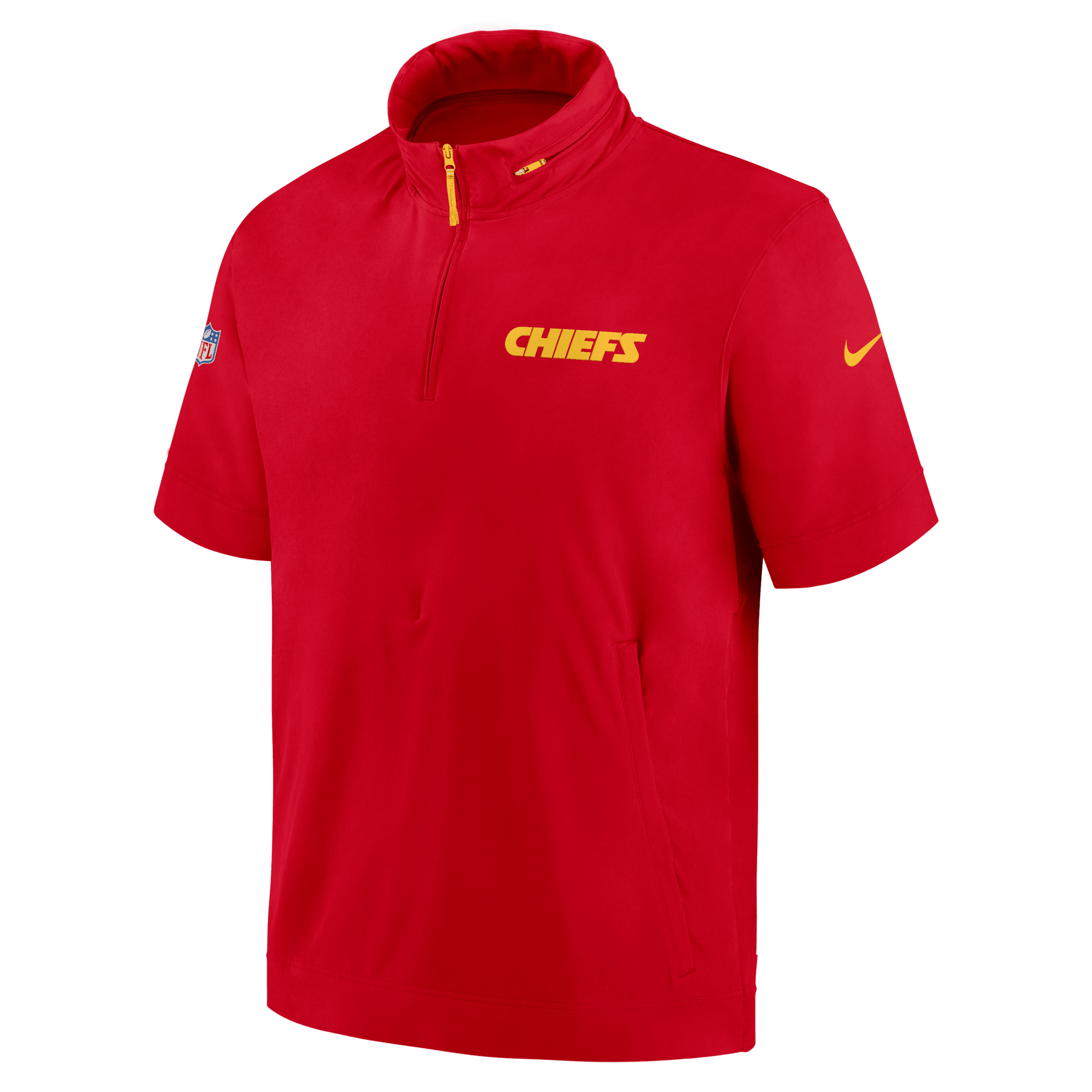 Veste à capuche, manches courtes et demi-zip Nike NFL Kansas City Chiefs Sideline Coach pour homme -