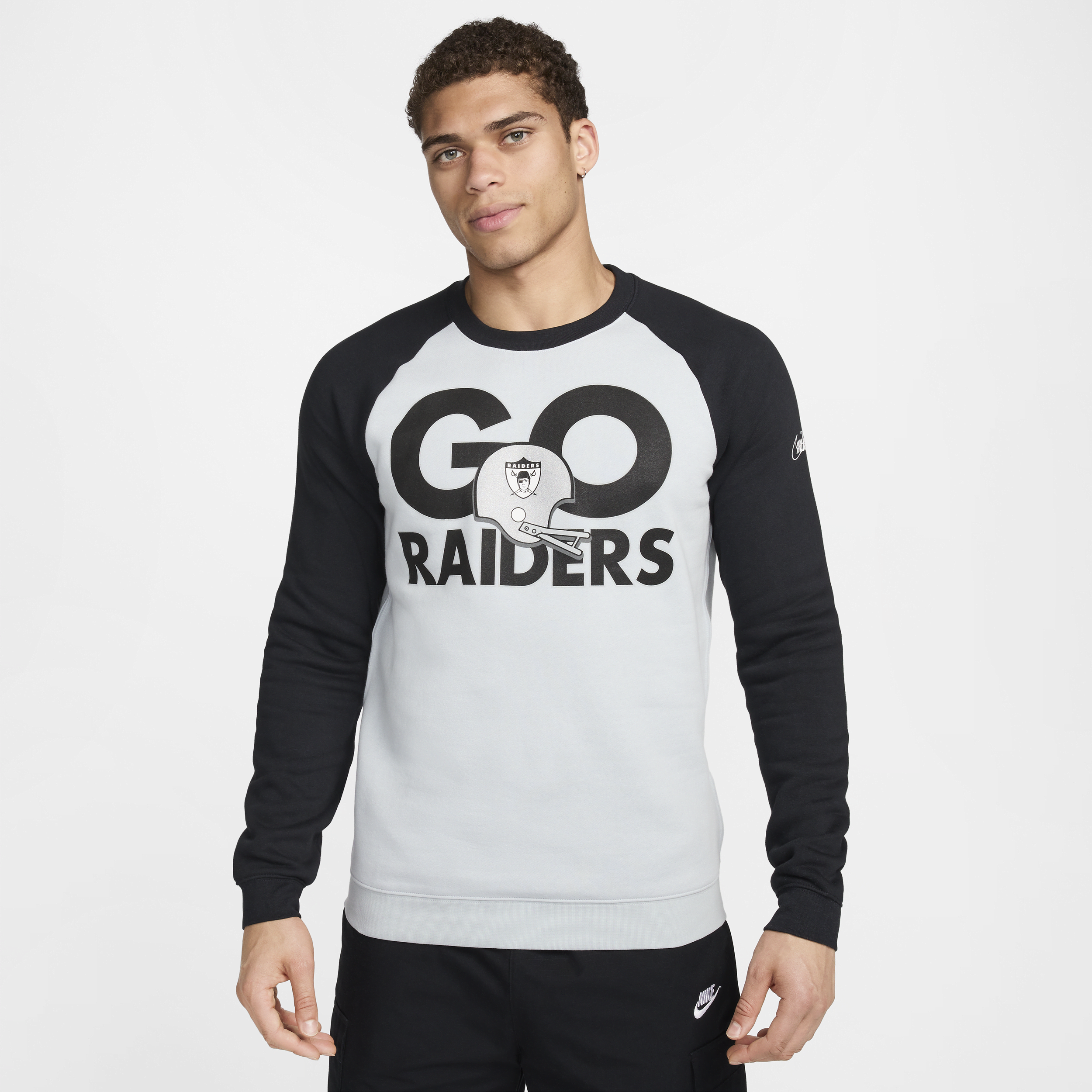 Sweat-shirt Nike Historic Raglan (NFL Raiders) pour Homme - Gris