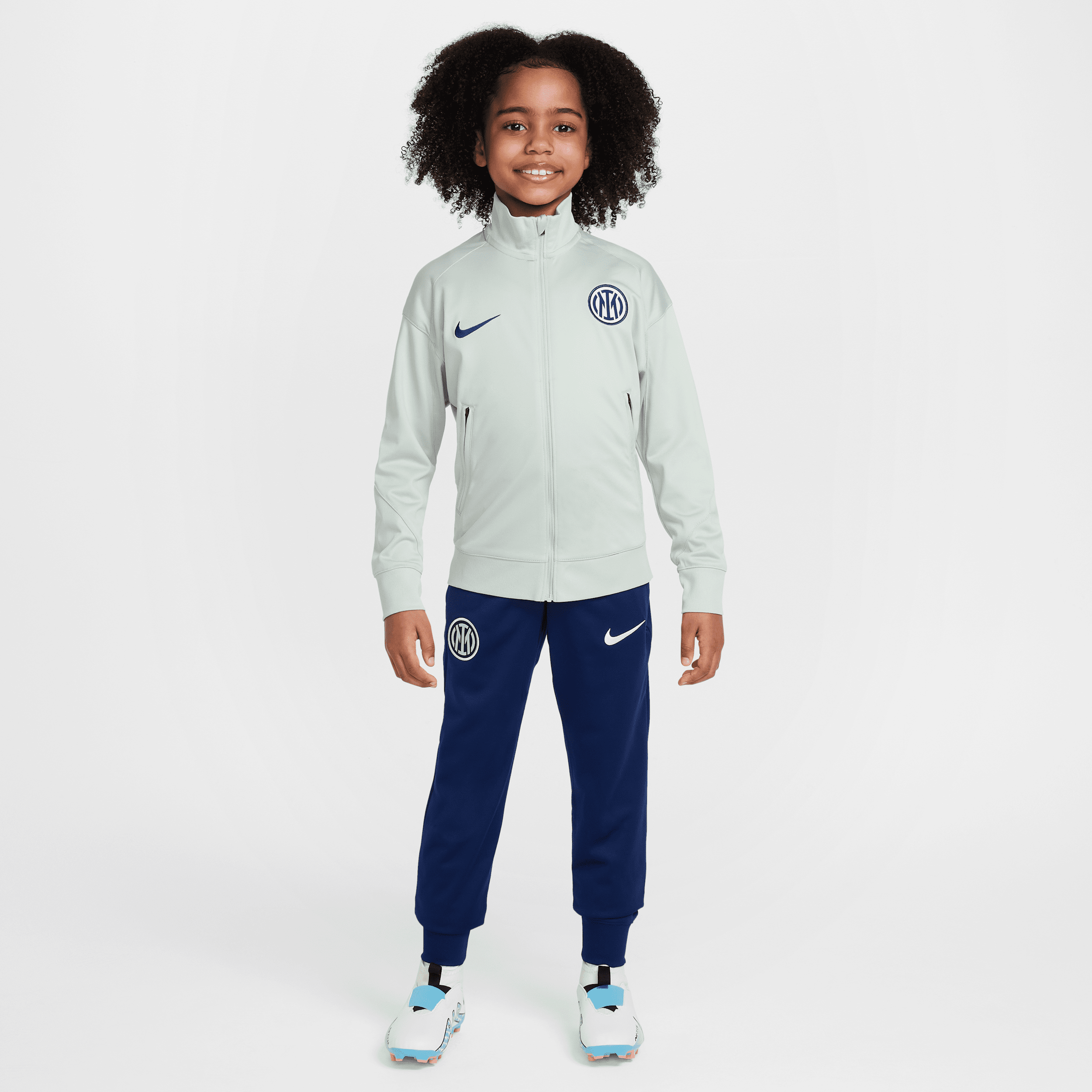 Inter Milan Strike Older Kids Nike Dri-FIT Football Knit Tracksuit - Grey - Polyester