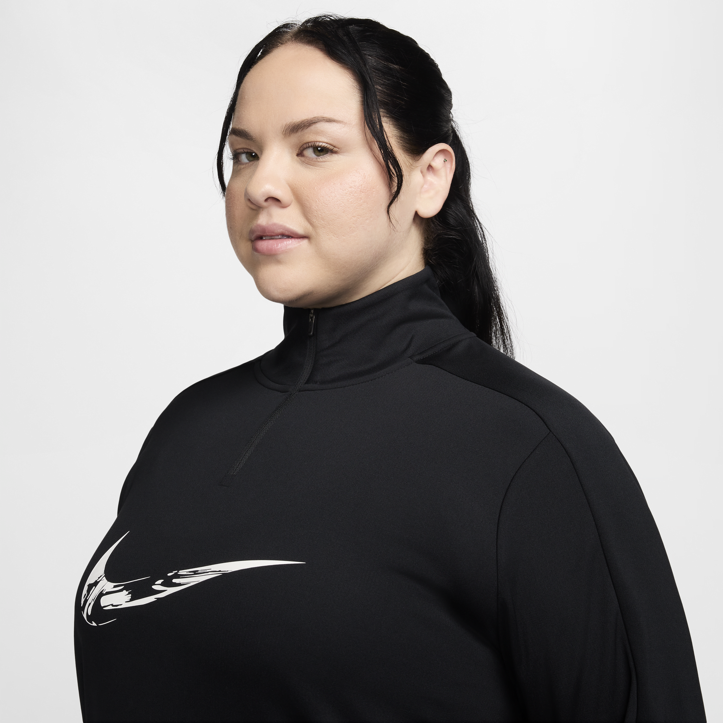 Vêtement deuxième couche à 1/4 de zip Dri-FIT Nike Swoosh pour femme - Noir