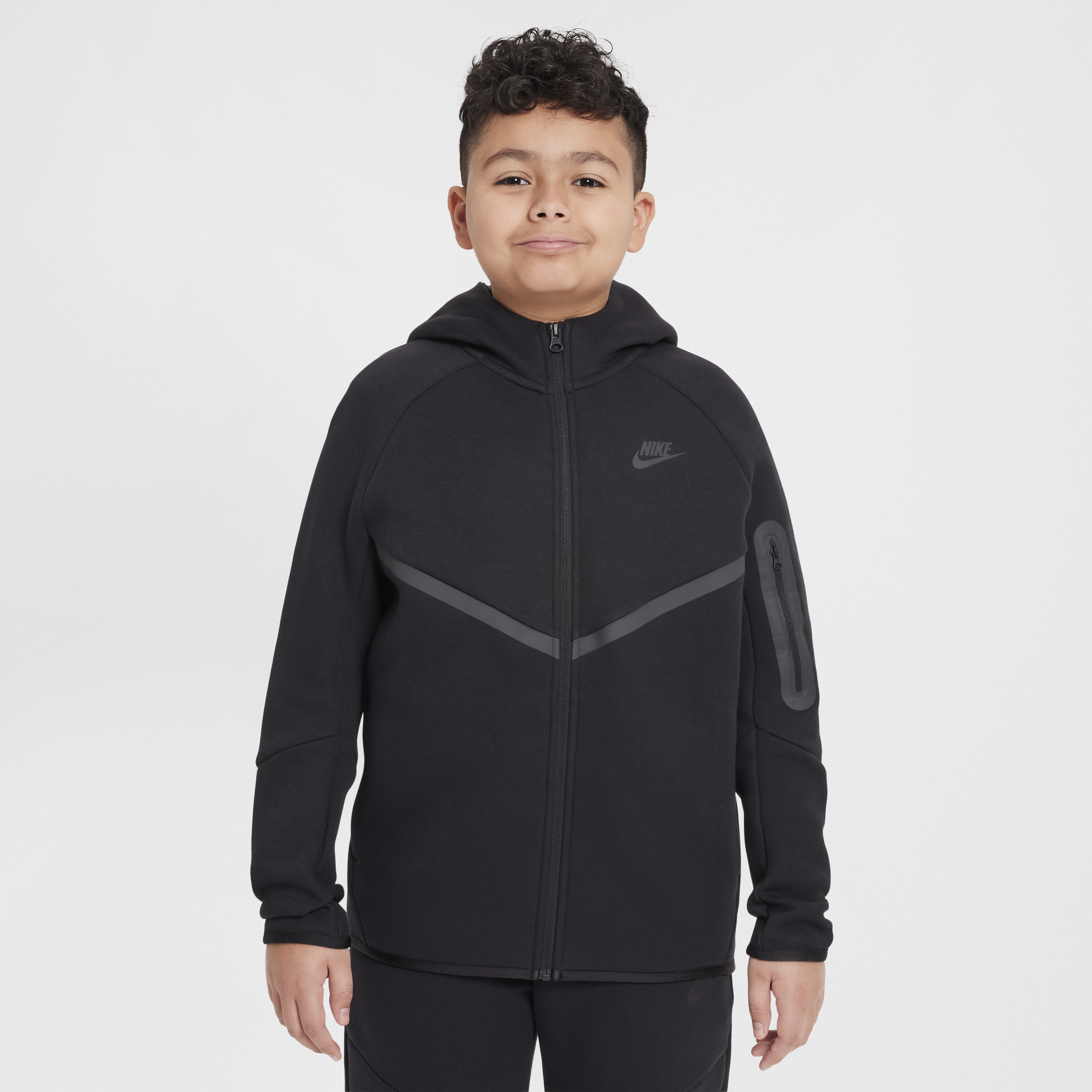 Sweat à capuche et à zip Nike Sportswear Tech Fleece pour ado (taille élargie) - Noir