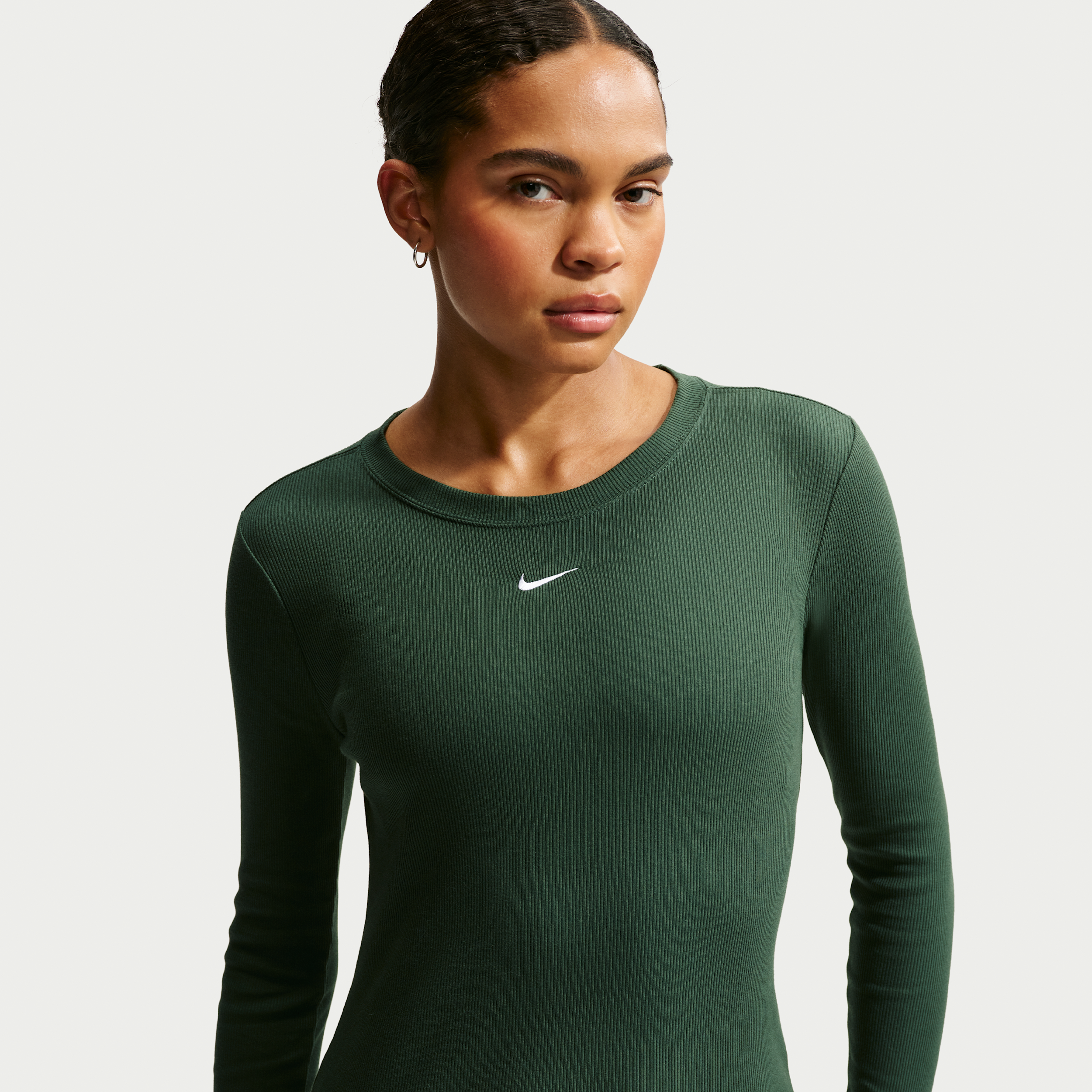 Thumbnail - Nike Longsleeve aus Rippmaterial mit enger Passform (Damen) - Grün