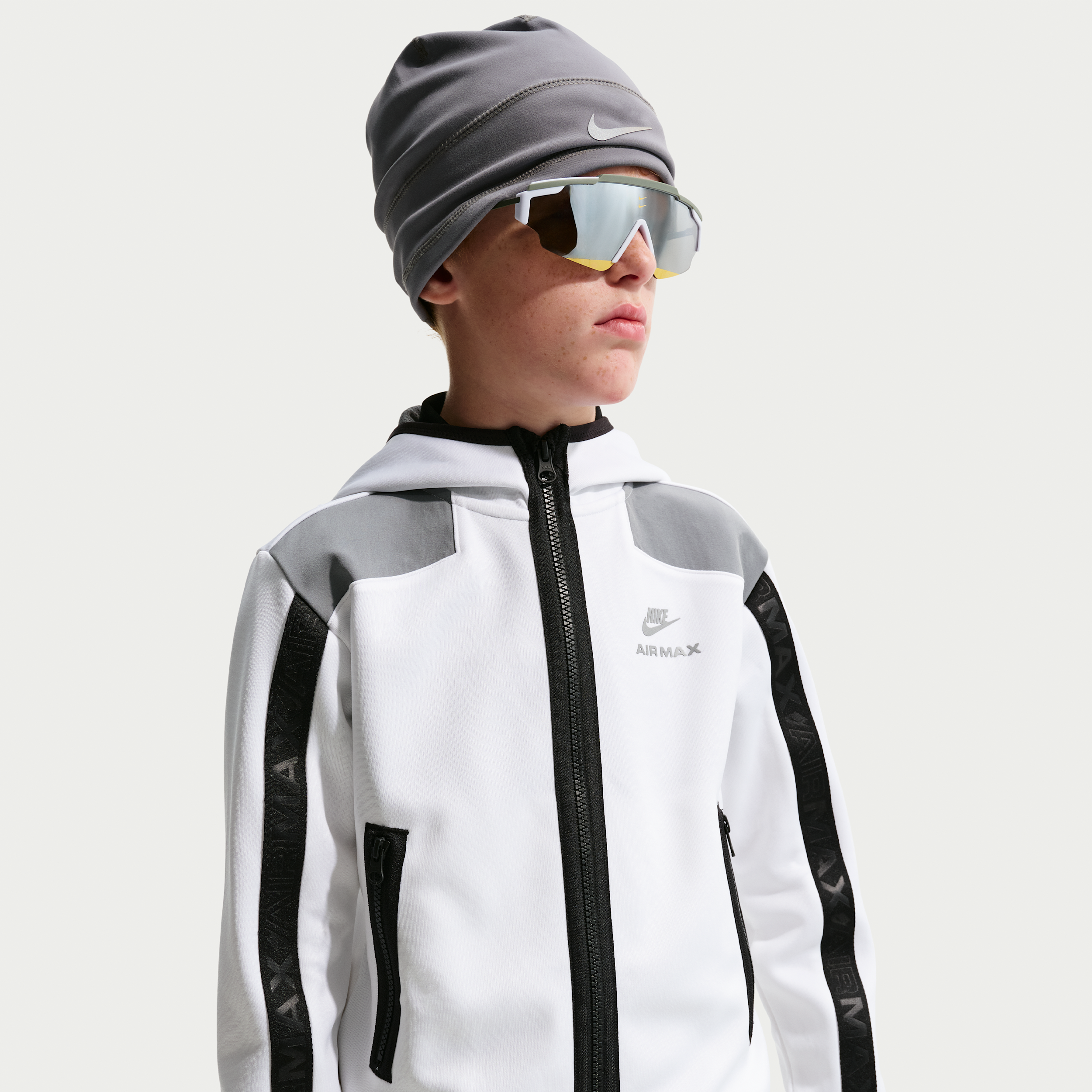 Felpa con cappuccio e zip a tutta lunghezza Nike - Ragazzo/a - Bianco