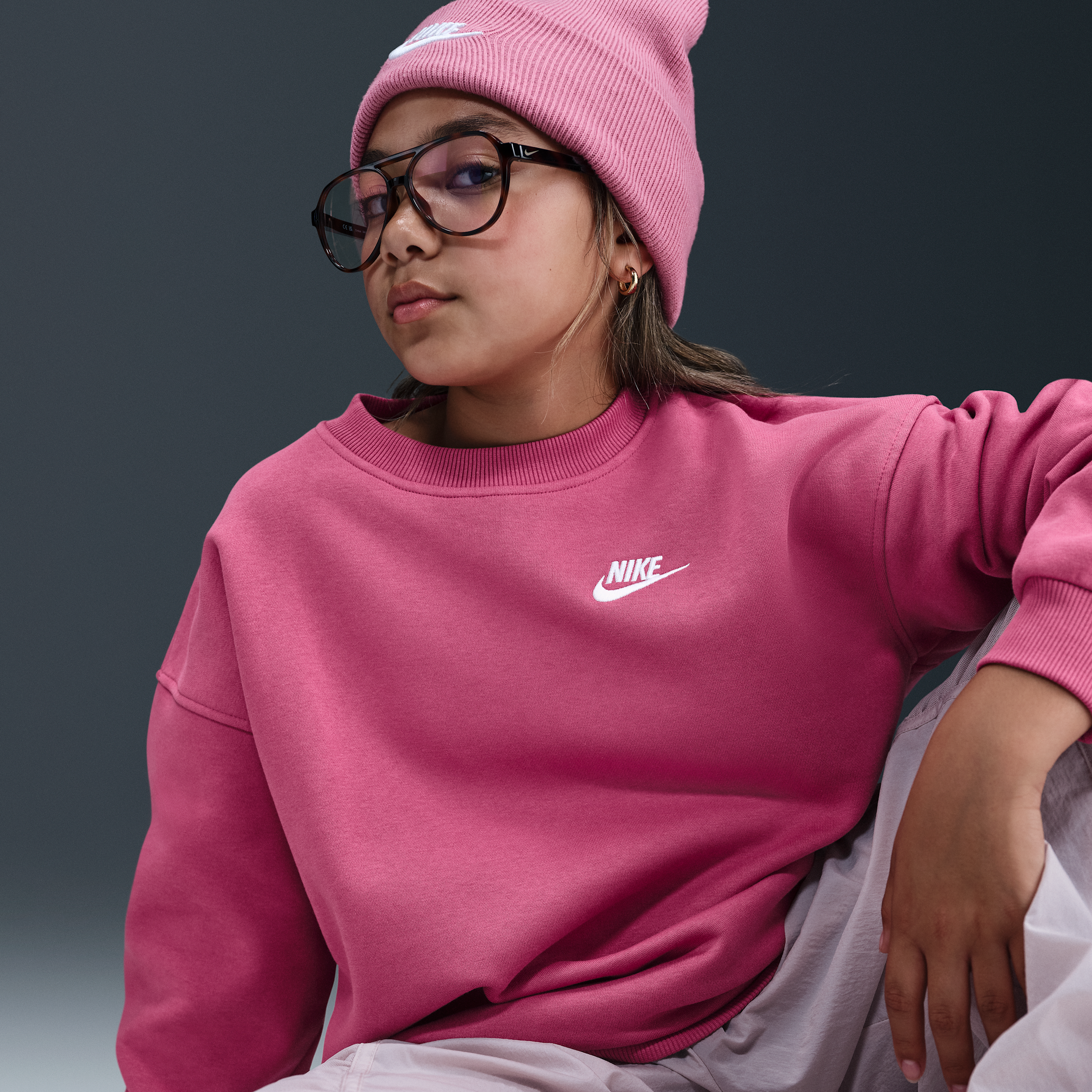 Thumbnail - Nike Sportswear Club Fleece Oversize-Sweatshirt (ältere Kinder) - Lila