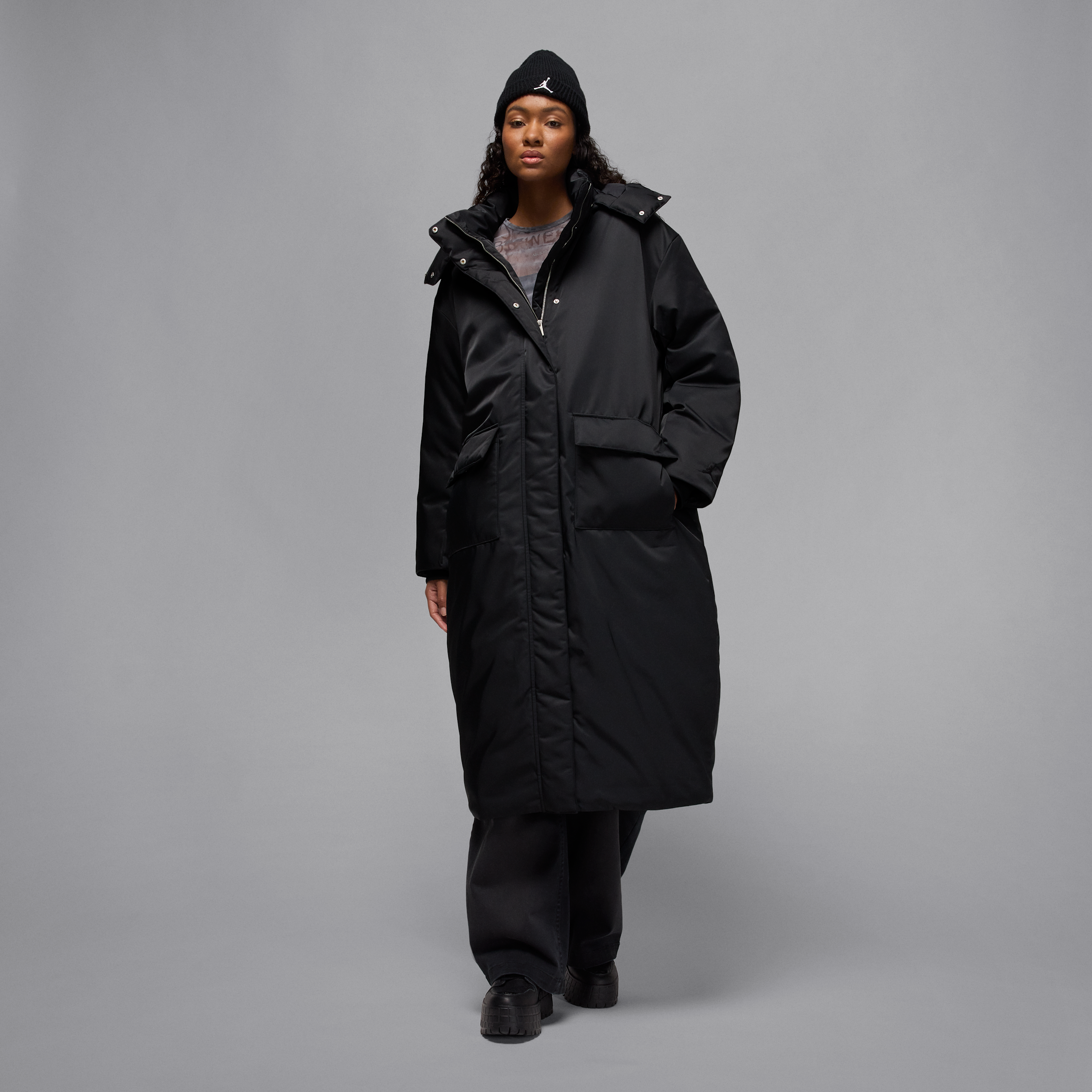 Nike Jordan Flight Womens Therma-FIT Oversized Down Parka - Black - Polyester