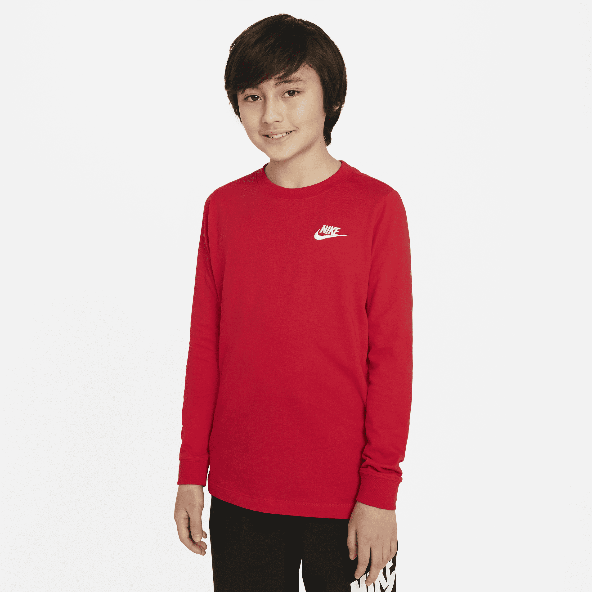 T-shirt z długim rękawem dla dużych dzieci (chłopców) Nike Sportswear - Czerwony