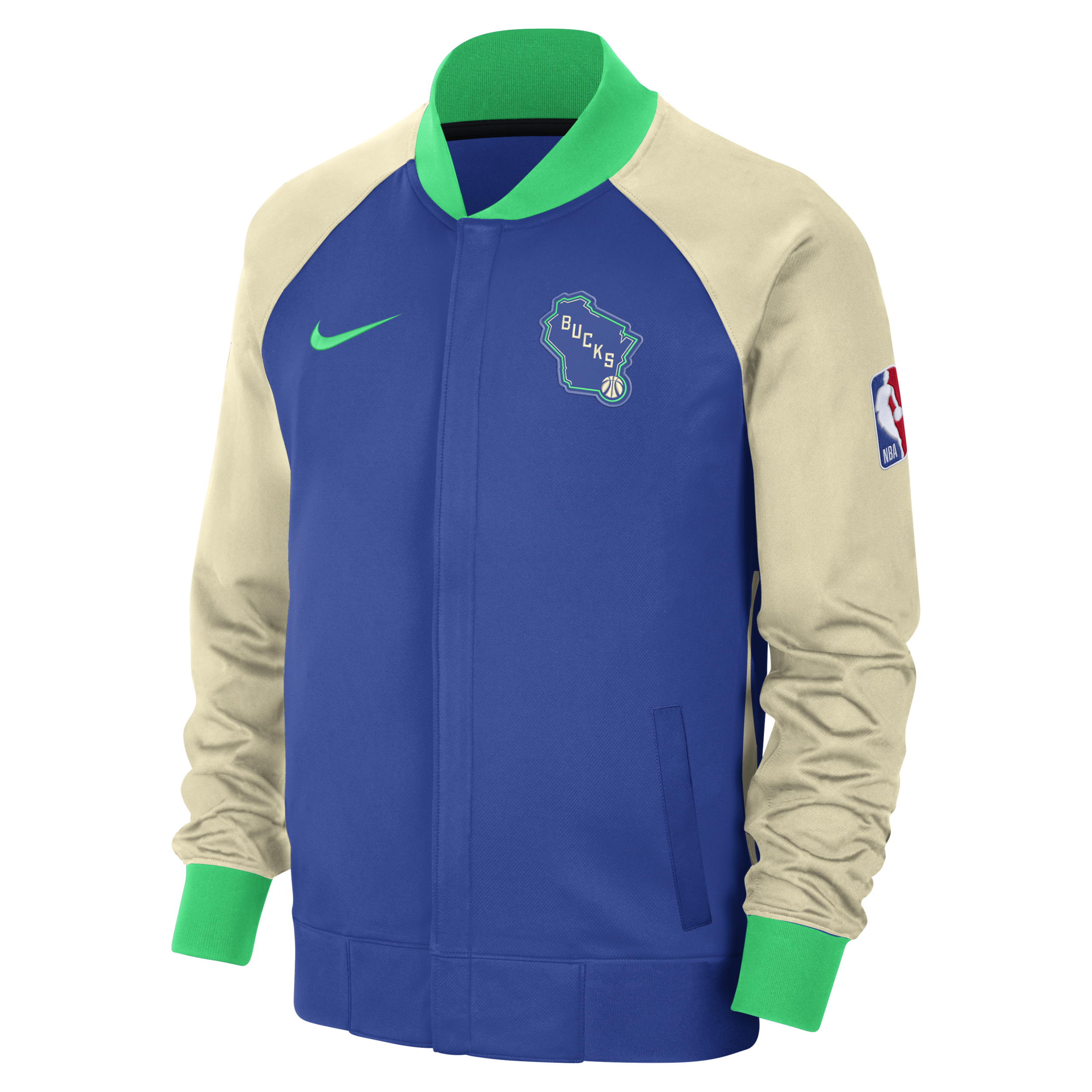Nike Milwaukee Bucks Showtime City Edition Dri-FIT herenjack met lange mouwen en rits over de hele lengte Blauw