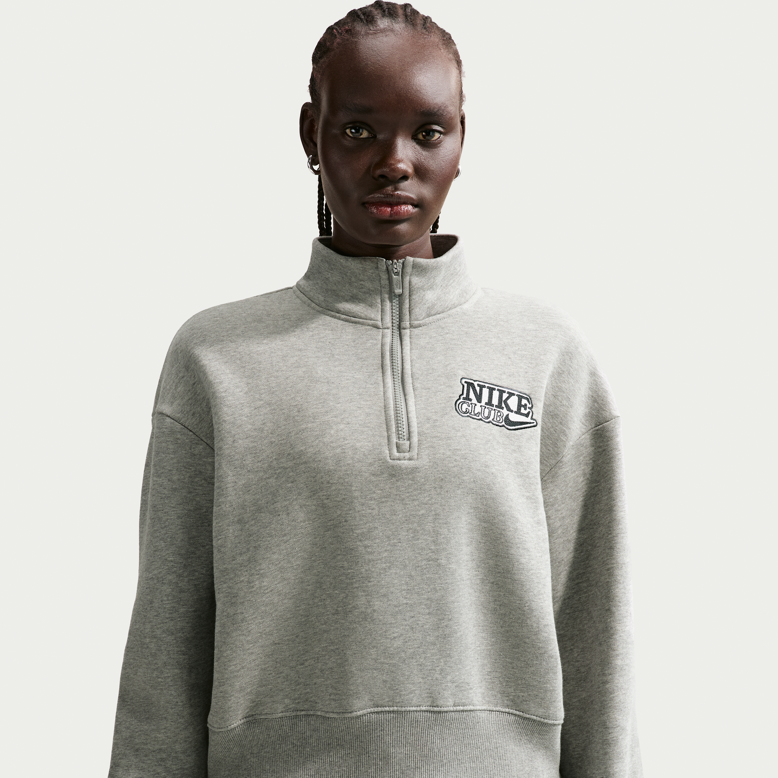 Thumbnail - Nike Fleece-Oberteil in Oversize mit Viertelreißverschluss für Damen - Grau