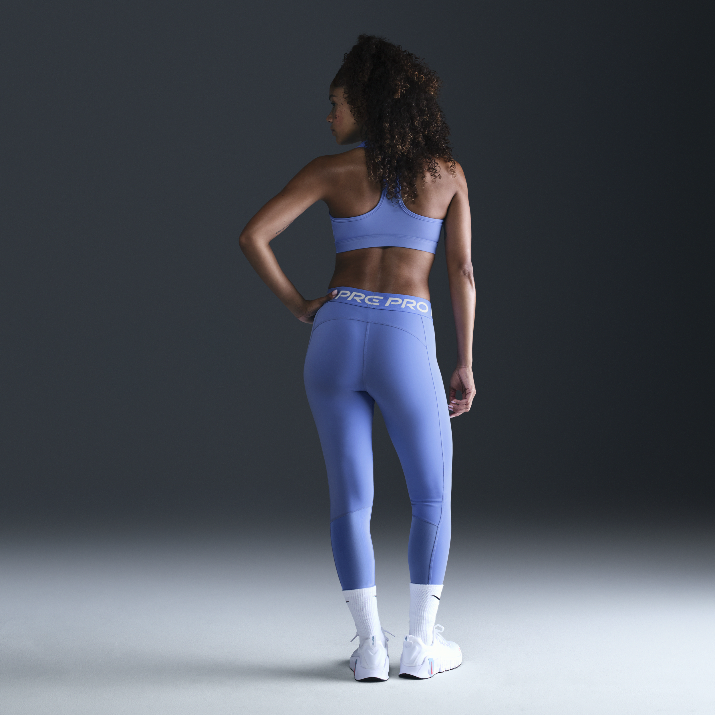 Legging taille mi-haute à empiècements en mesh Nike Pro pour femme - Bleu