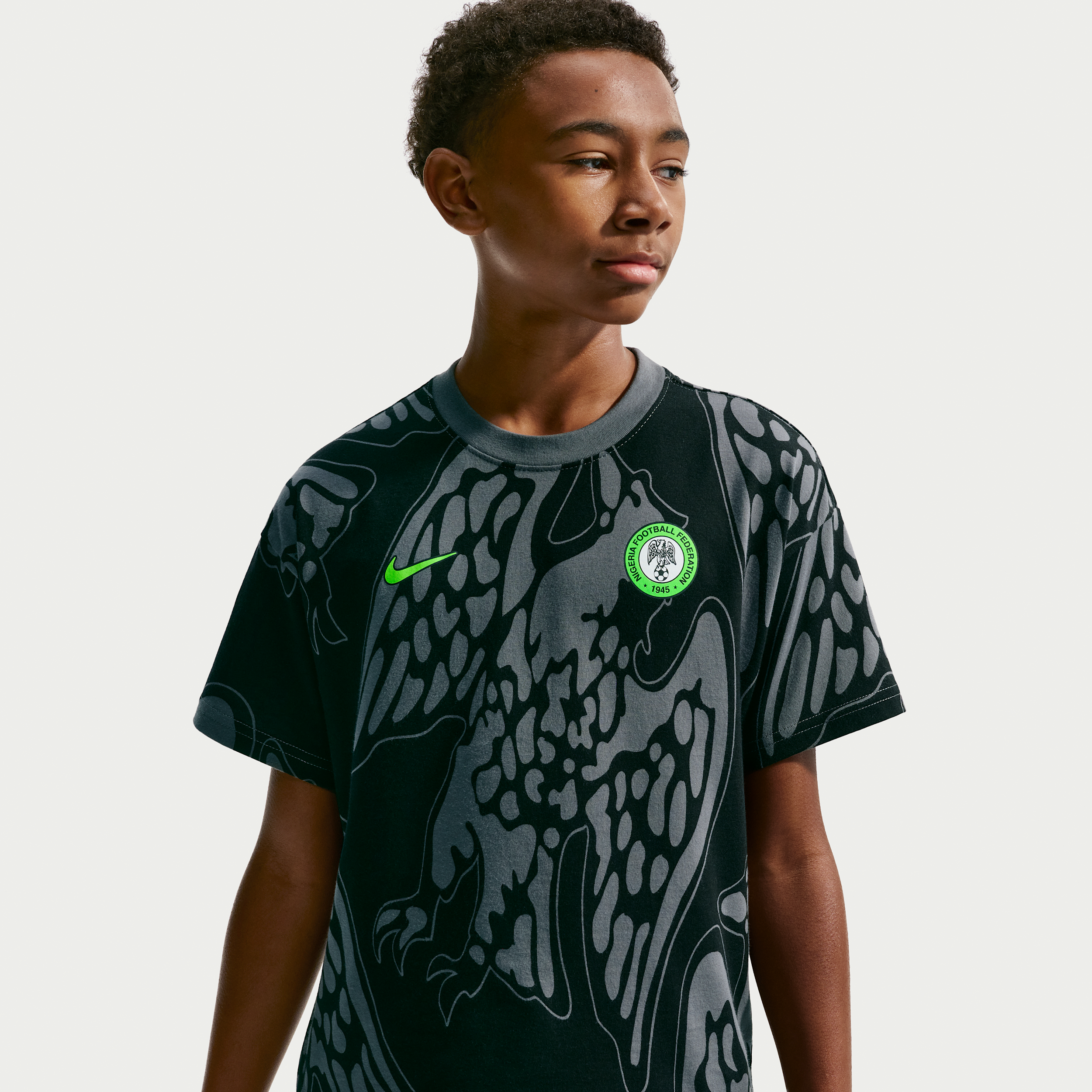 Nigeria Older Kids' Nike Football T-Shirt - Grey - Cotton