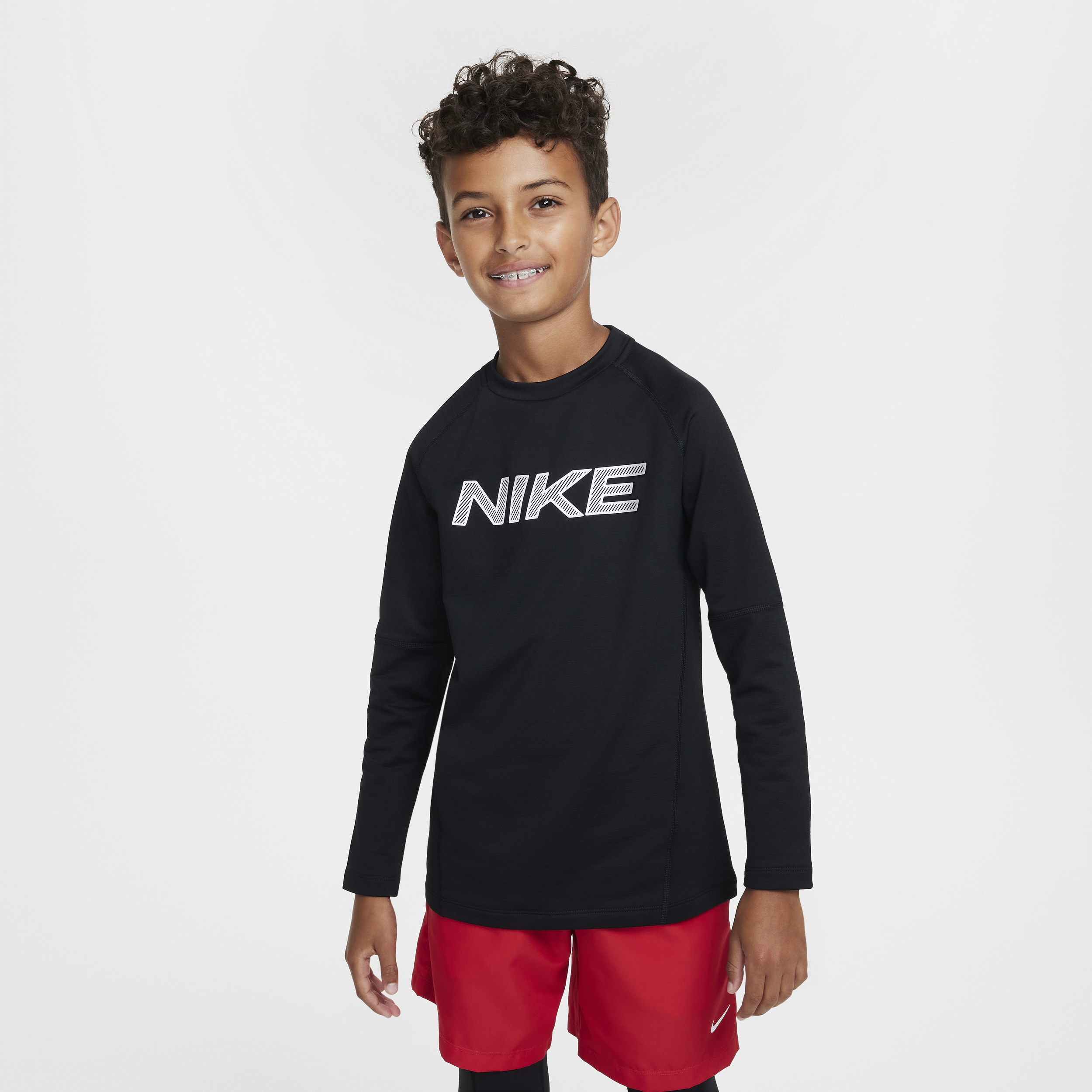 Haut de training à manches longues Dri-FIT Nike Pro Warm pour ado (garçon) - Noir
