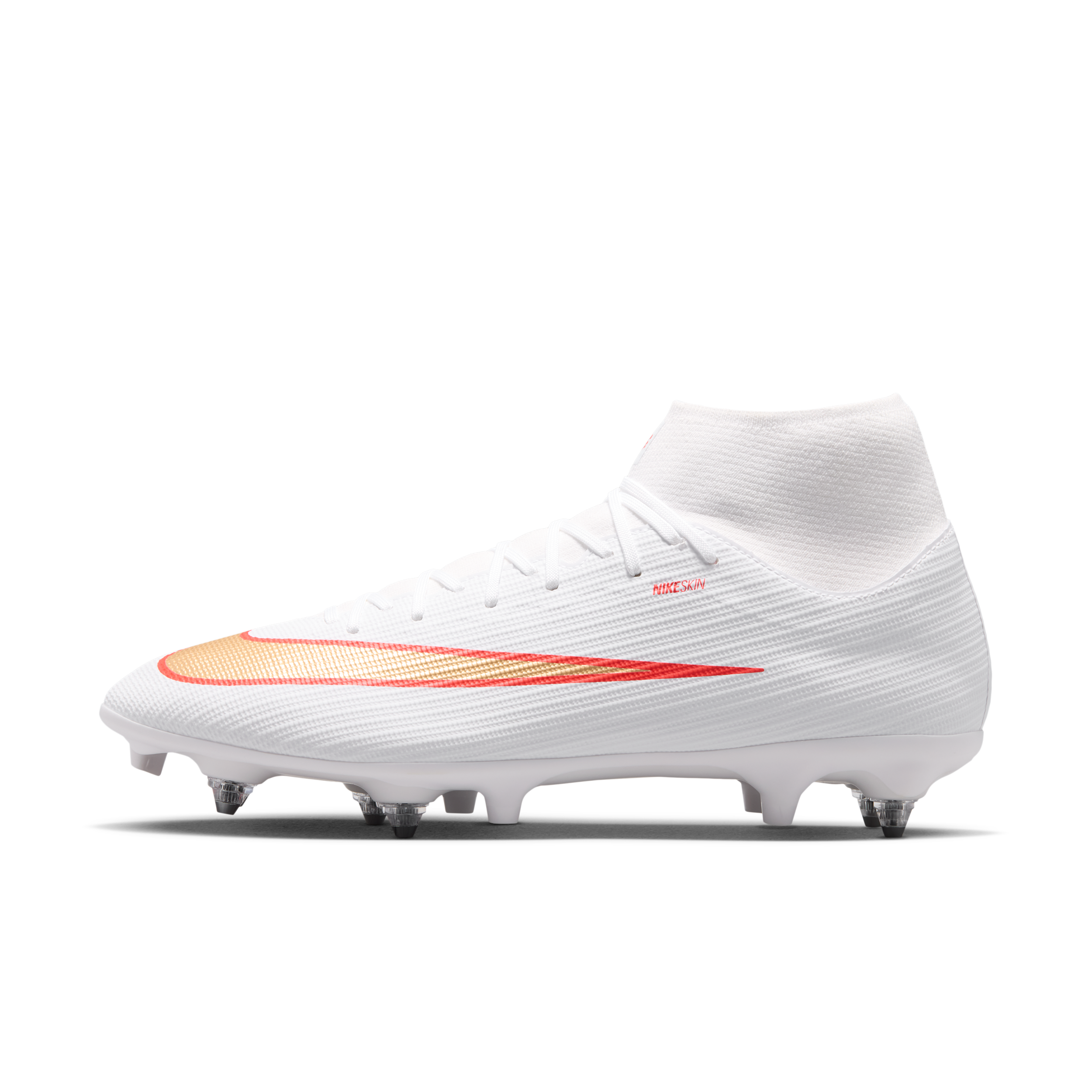 Korki piłkarskie z wysoką cholewką na miękką murawę Nike Mercurial Superfly 11 Academy - Biel