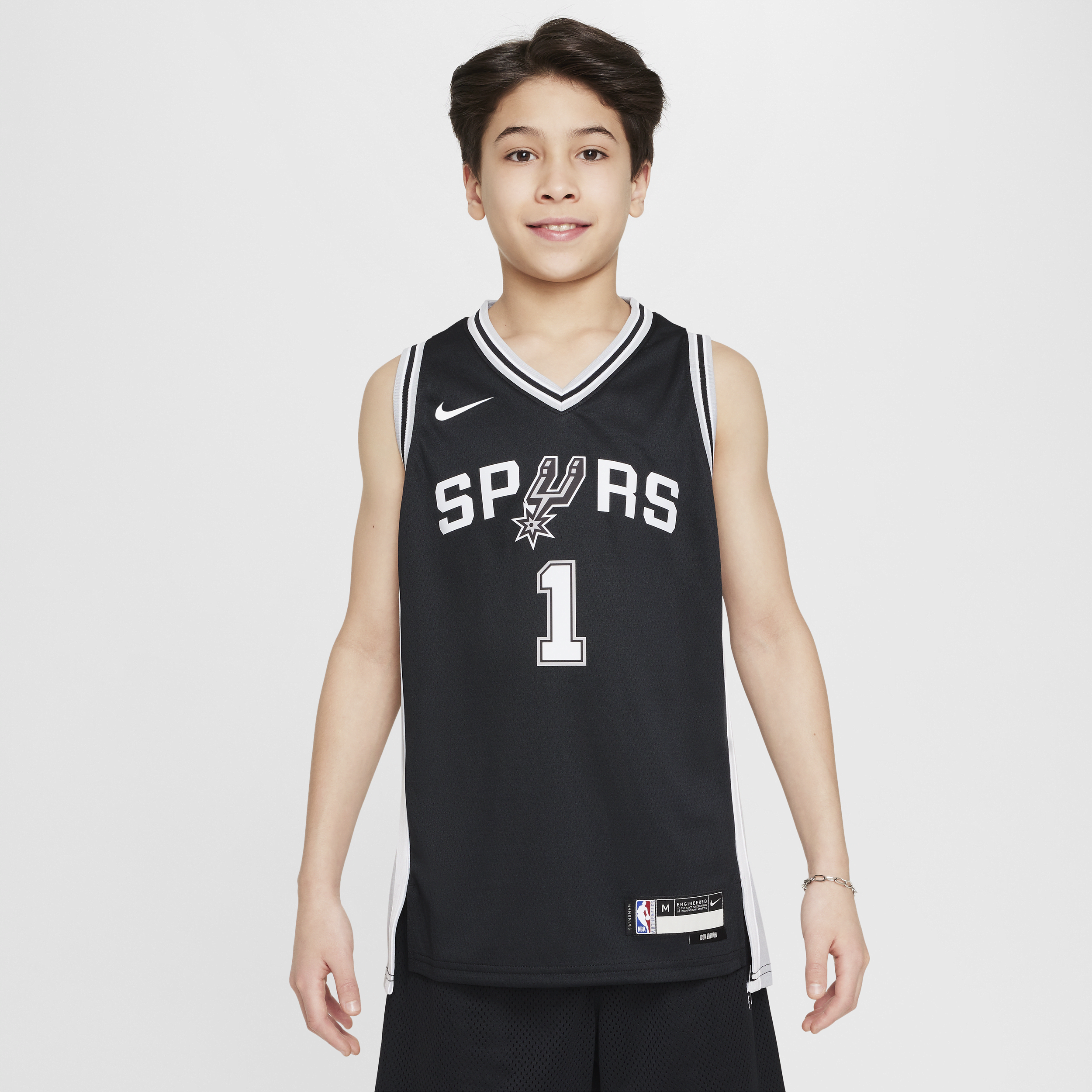 Maillot NBA Swingman San Antonio Spurs 2022/23 Icon Edition pour ado (garçon) - Noir