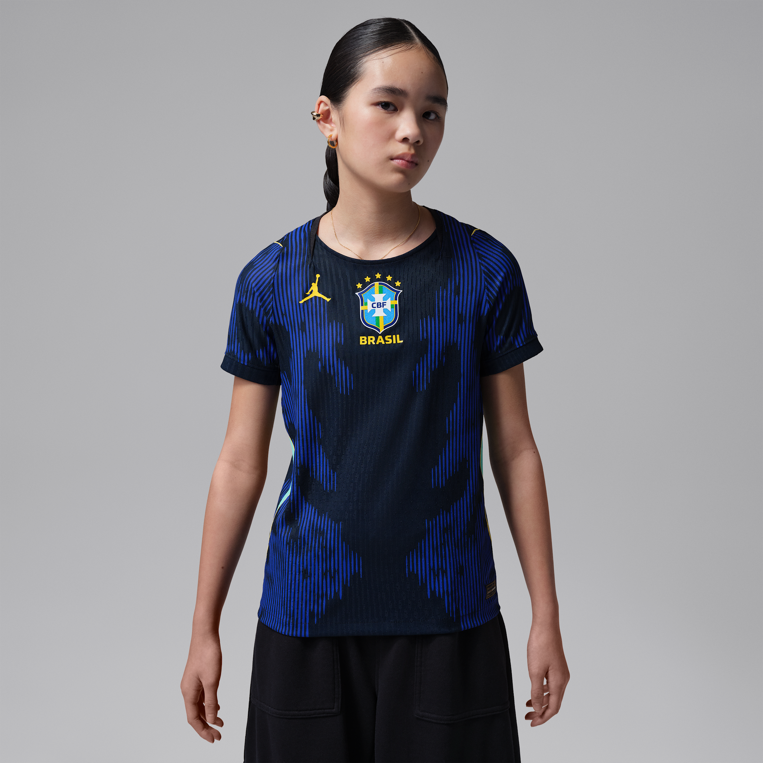Brazil 2026 Match Away Jordan Aero-FIT Authentic-fodboldtrøje til større børn - blå