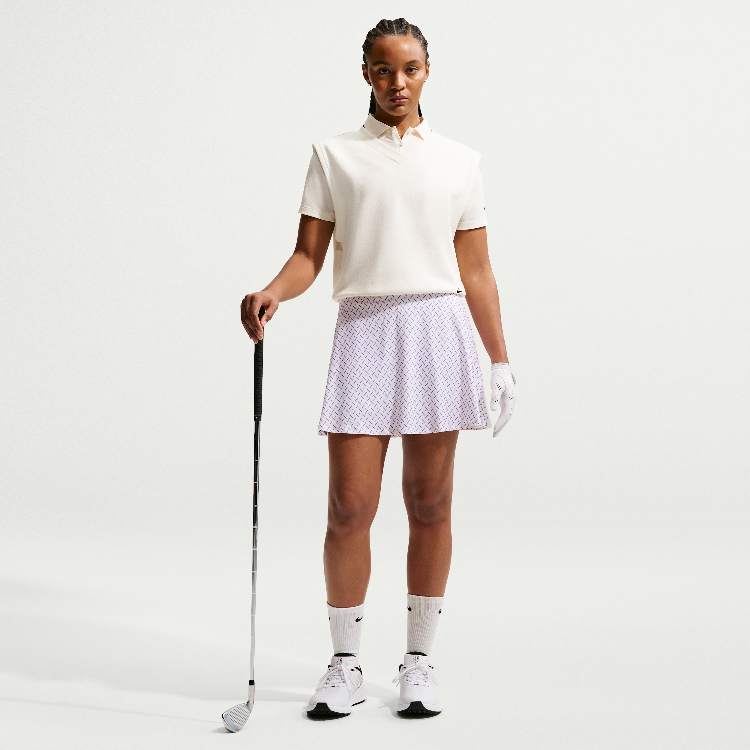 Nike Victory Womens Dri-FIT Mid-Rise Tennis Skirt - White - Polyester/Elastane