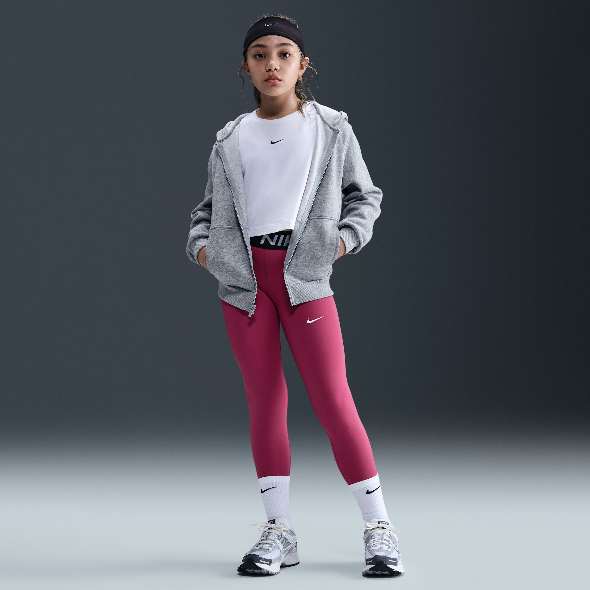 Nike Pro legging met halfhoge taille voor meisjes Paars