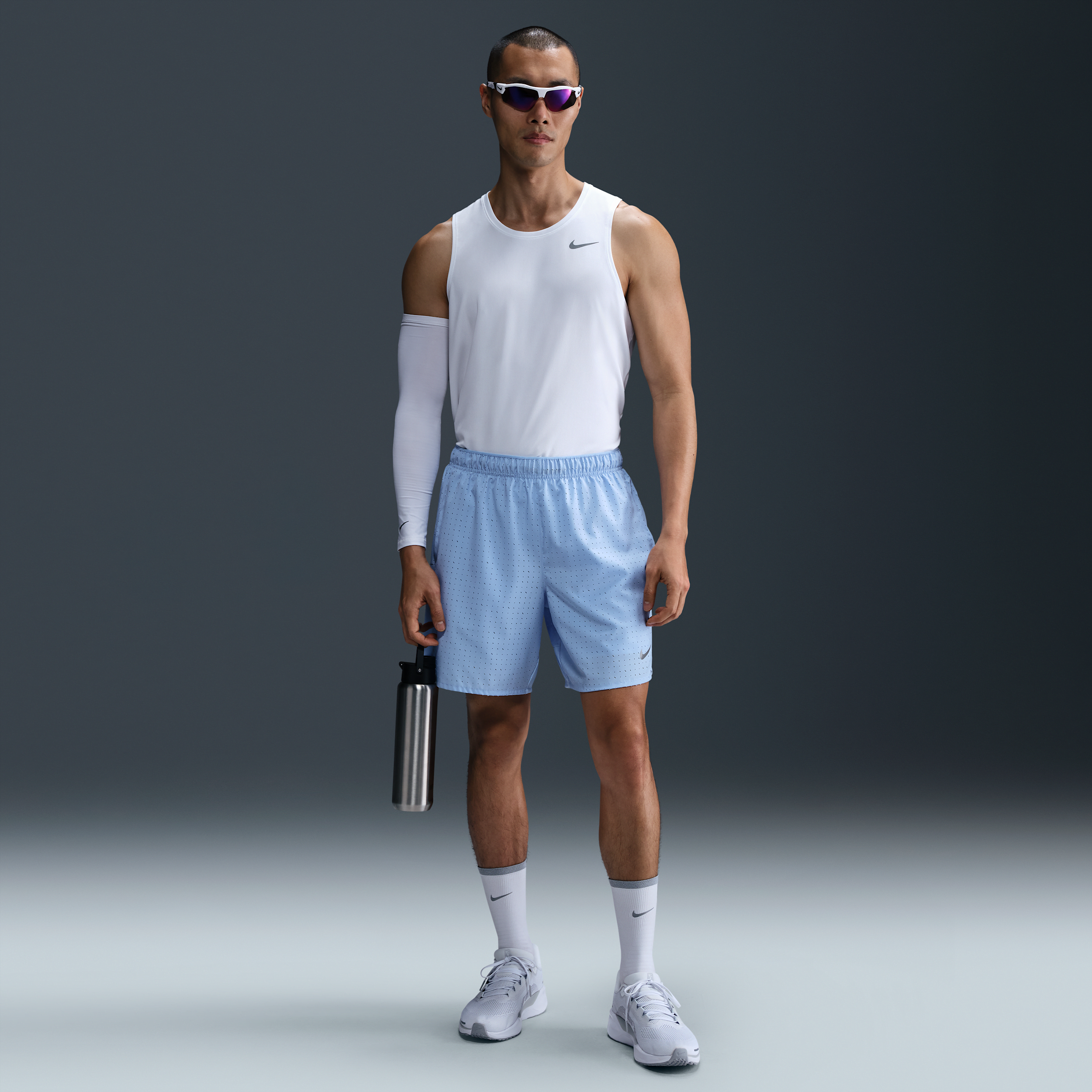 Nike Challenger Breathe Men's Dri-FIT 18cm (approx.) 2-in-1 Running Shorts - Blue - Recycled Polyester Minimum - 50% Recycled Polyester