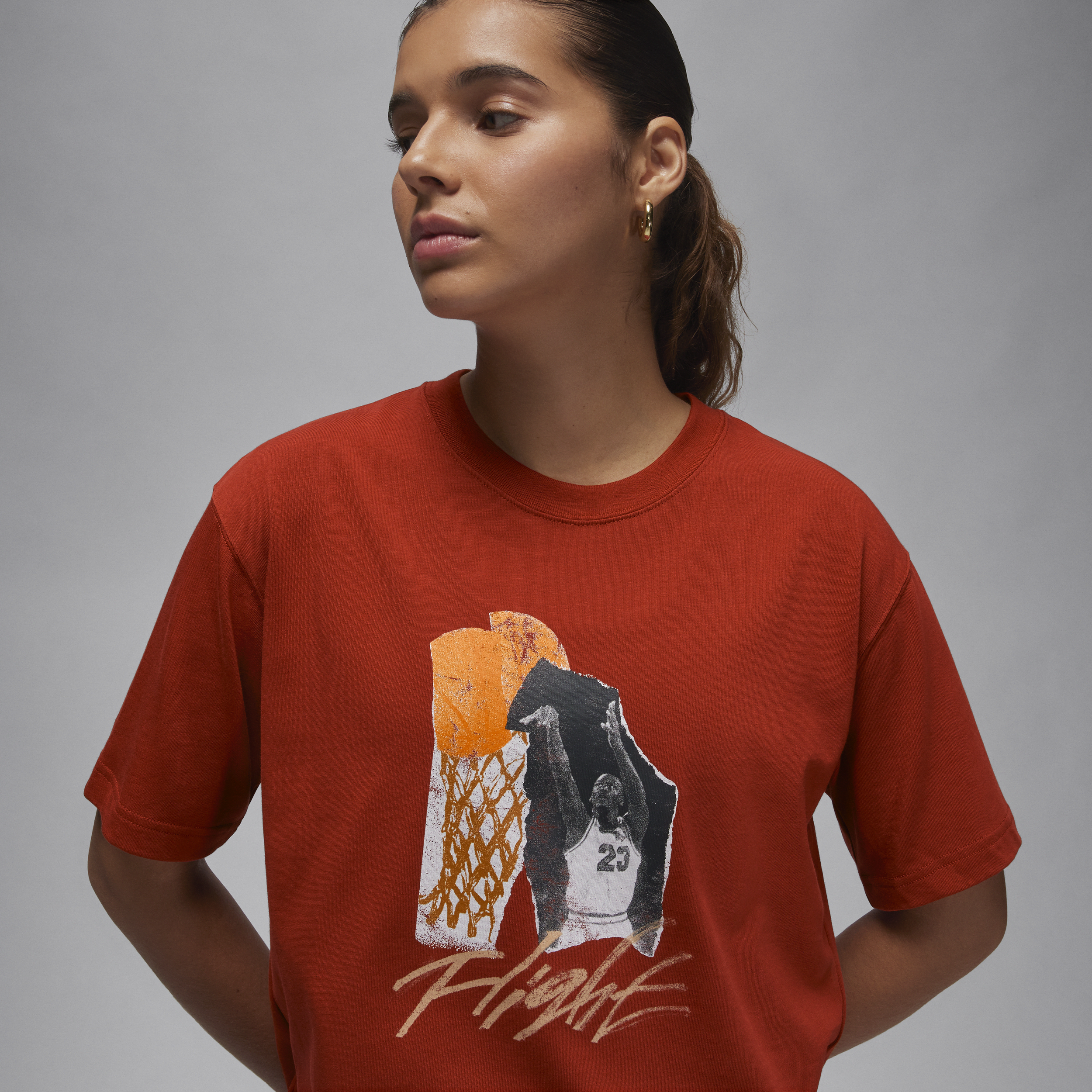 Jordan T-shirt met collage voor dames Rood