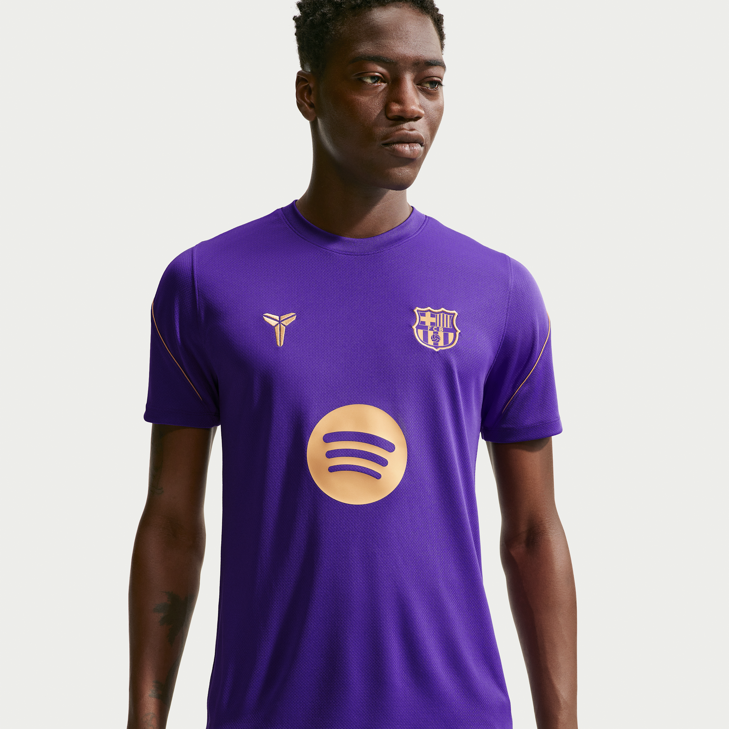 Kortærmet FC Barcelona Strike Away Kobe Dri-FIT-fodboldtrøje til mænd - lilla