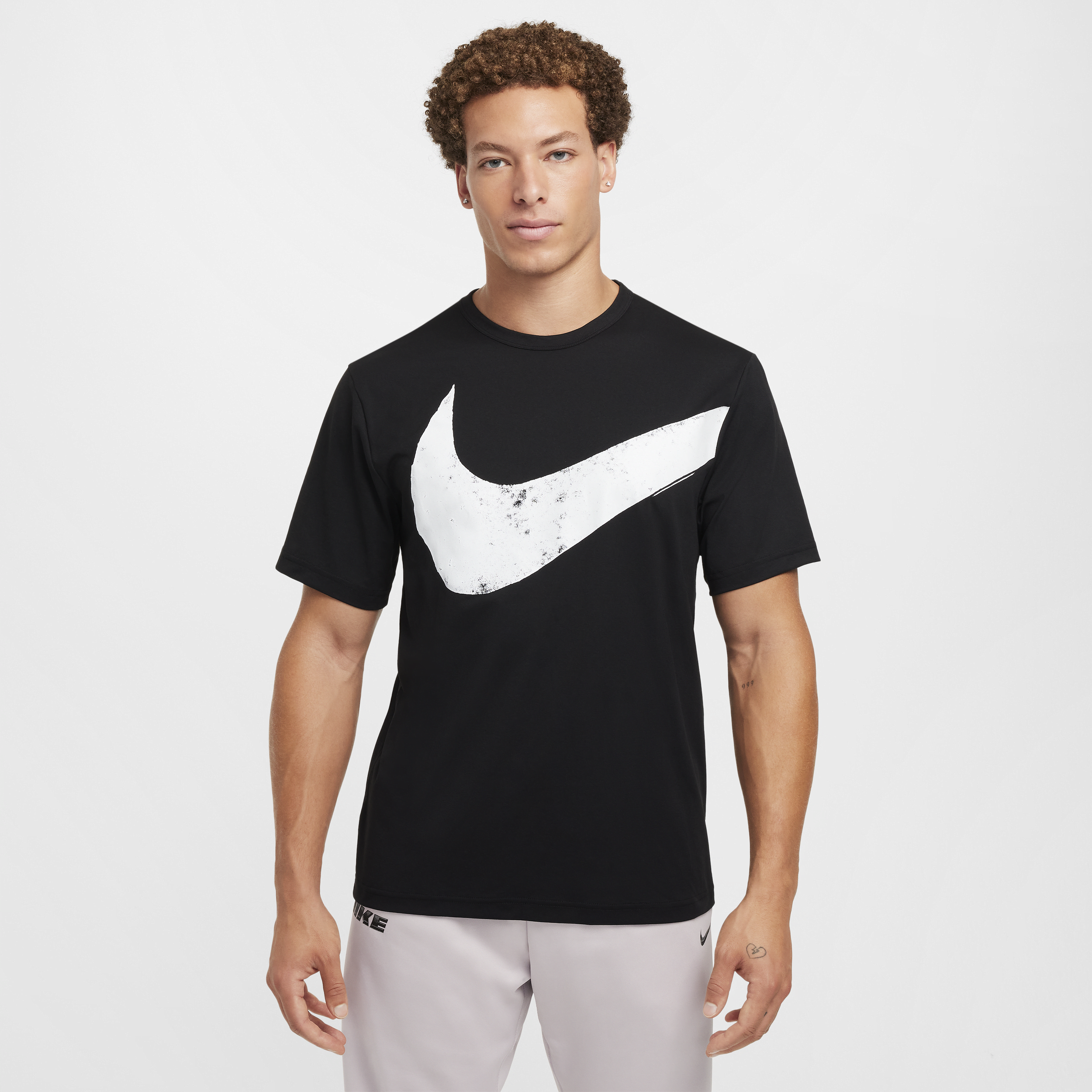 Nike Hyverse Swoosh Men's Dri-FIT Short-sleeve Fitness Top - Black - Recycled Polyester Minimum - 50% Recycled Polyester