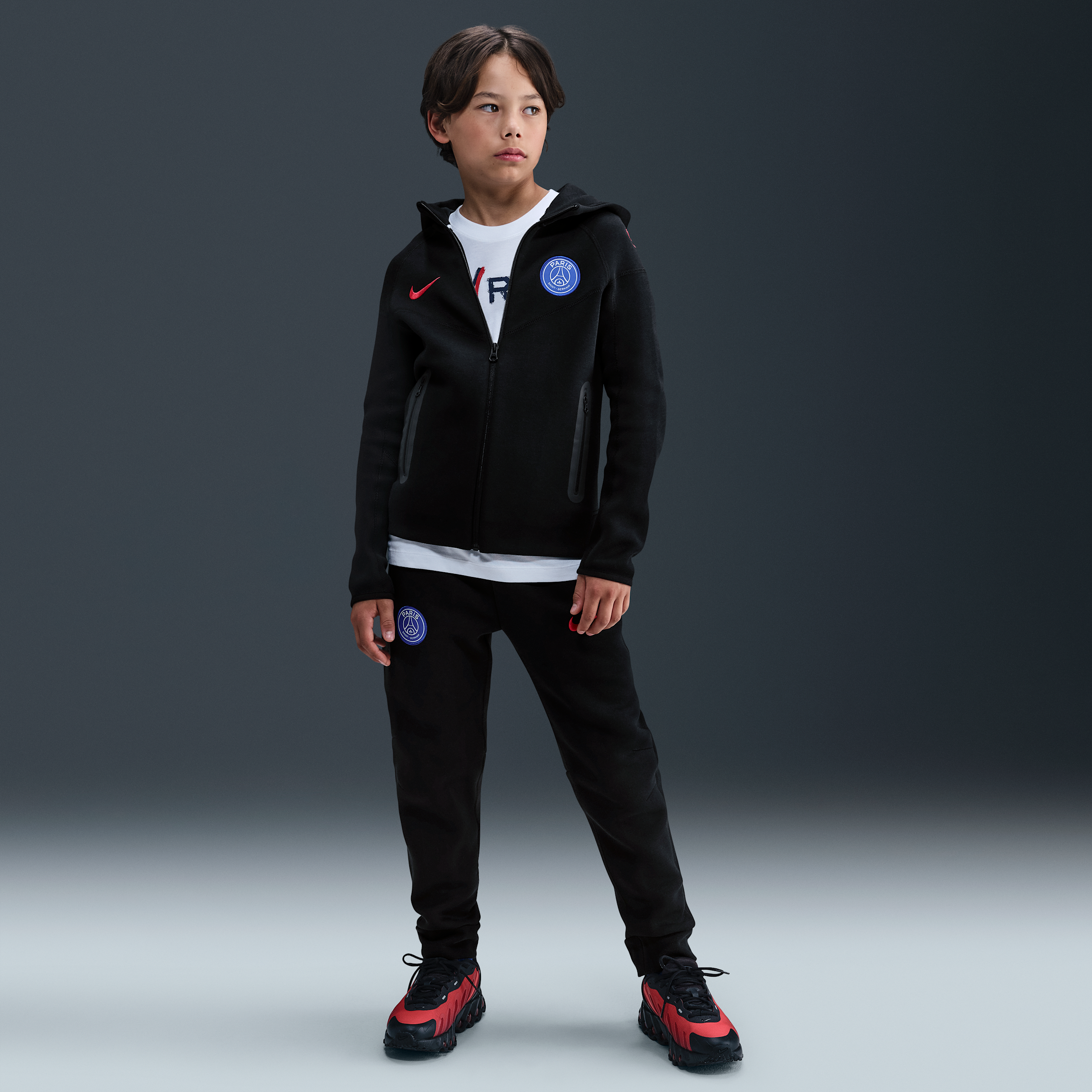 Nike Paris Saint-Germain Tech Derde Total 90 voetbalbroek van fleece voor kids Zwart