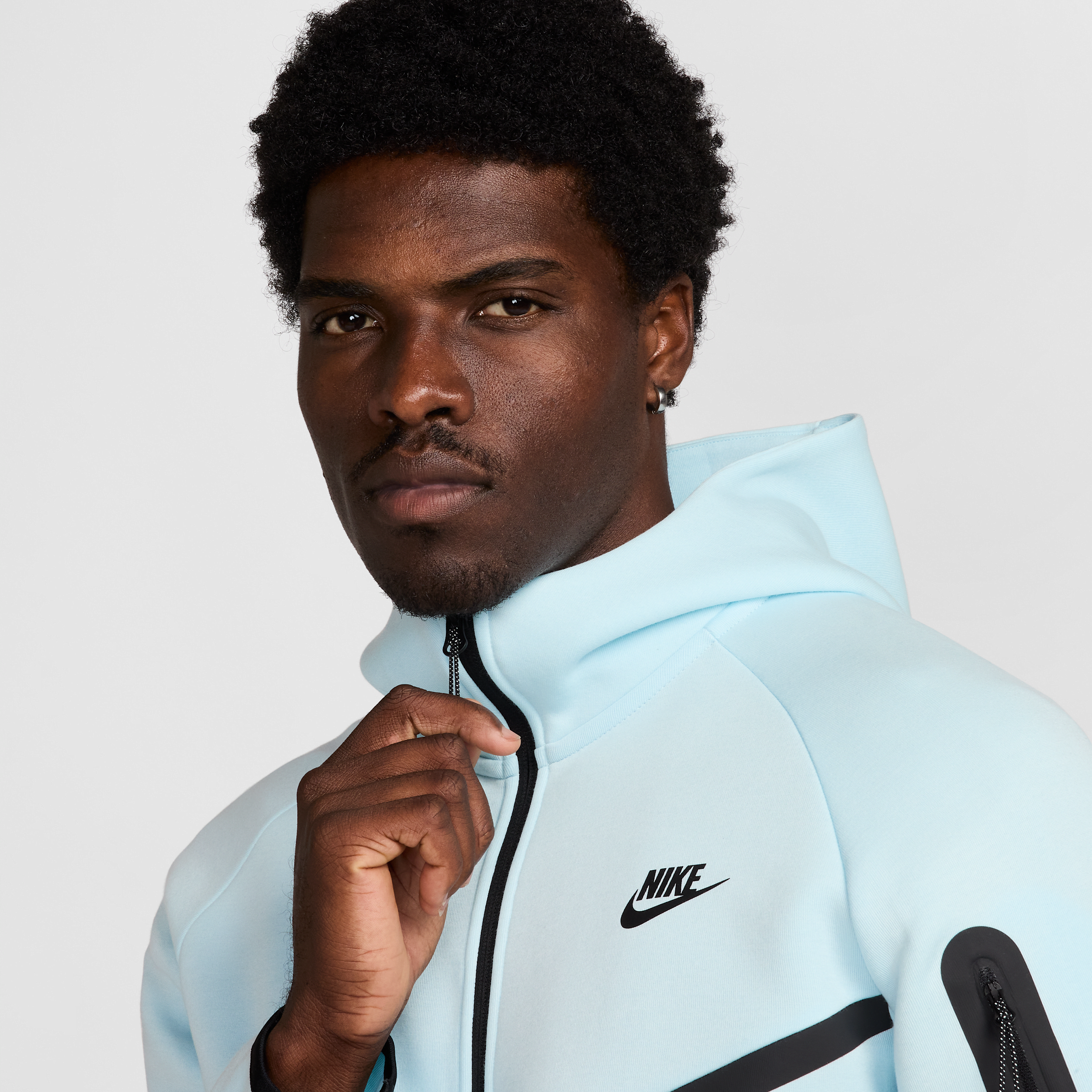 Sweat à capuche et zip Windrunner Nike Tech pour homme - Bleu