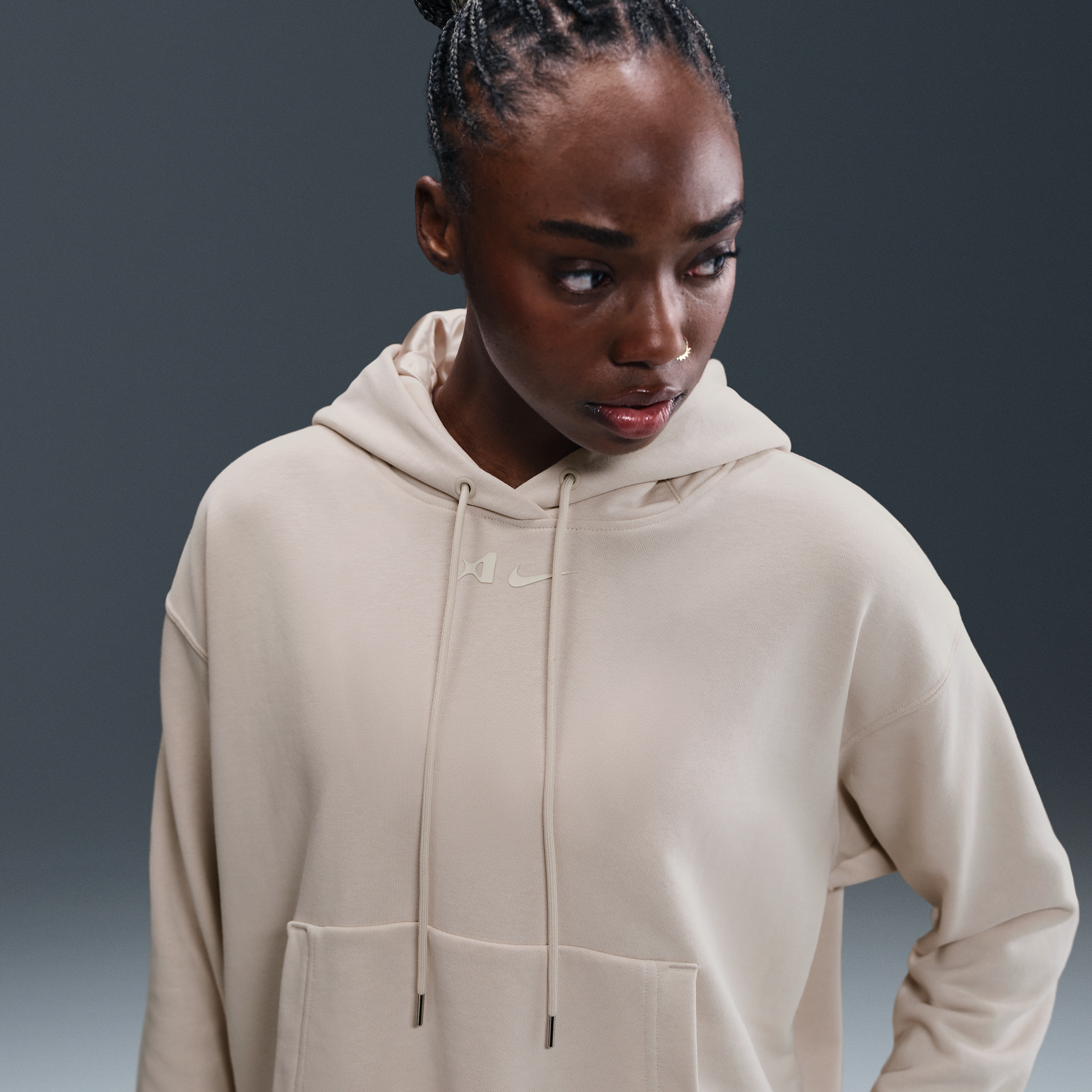 Thumbnail - A'ja Wilson verkürzter Oversize-Basketball-Hoodie (Damen) - Grau