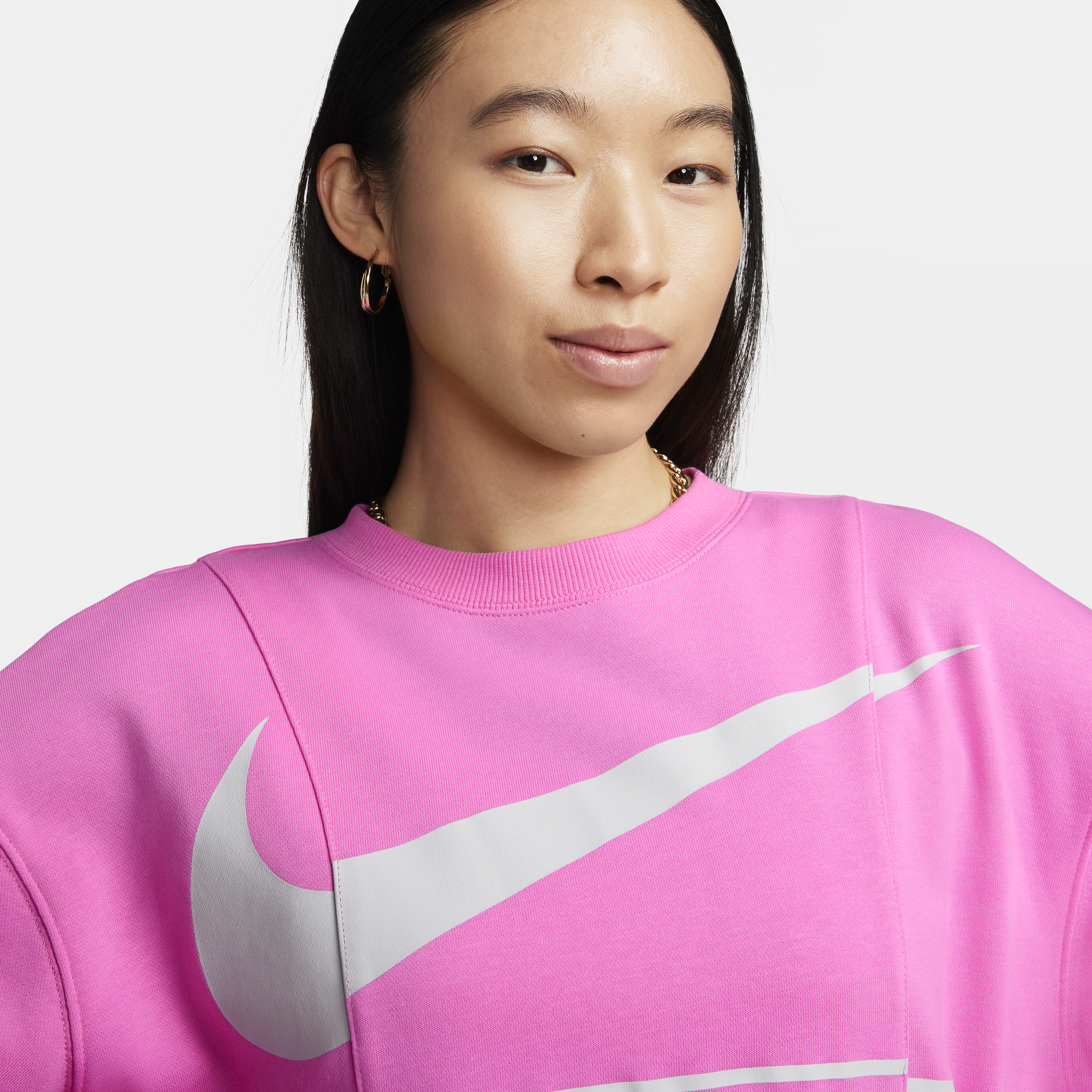 Nike Air Extra oversized sweatshirt van sweatstof met ronde hals voor dames Rood