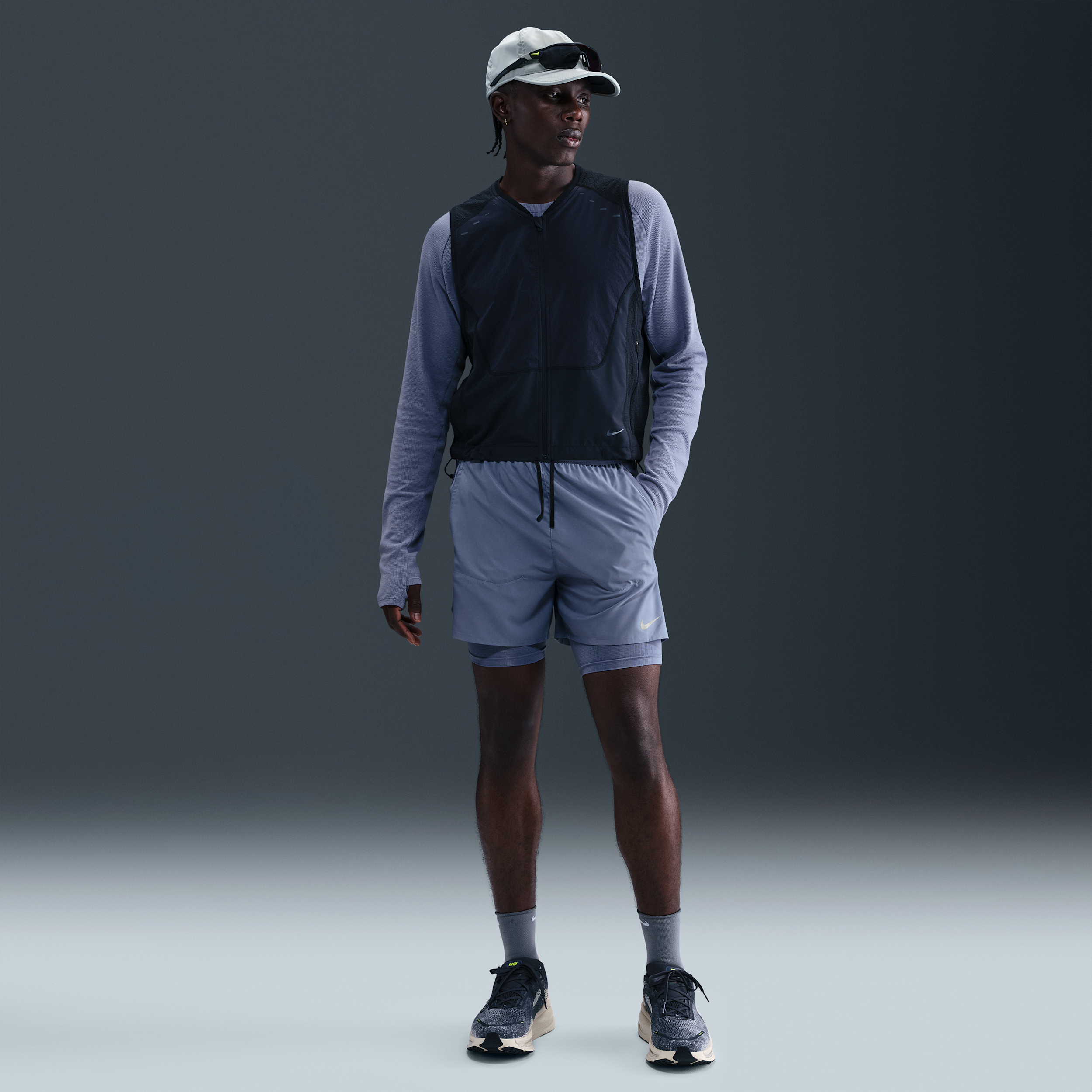 Nike Stride Dri-FIT hybride hardloopshorts voor heren (13 cm) - Blauw