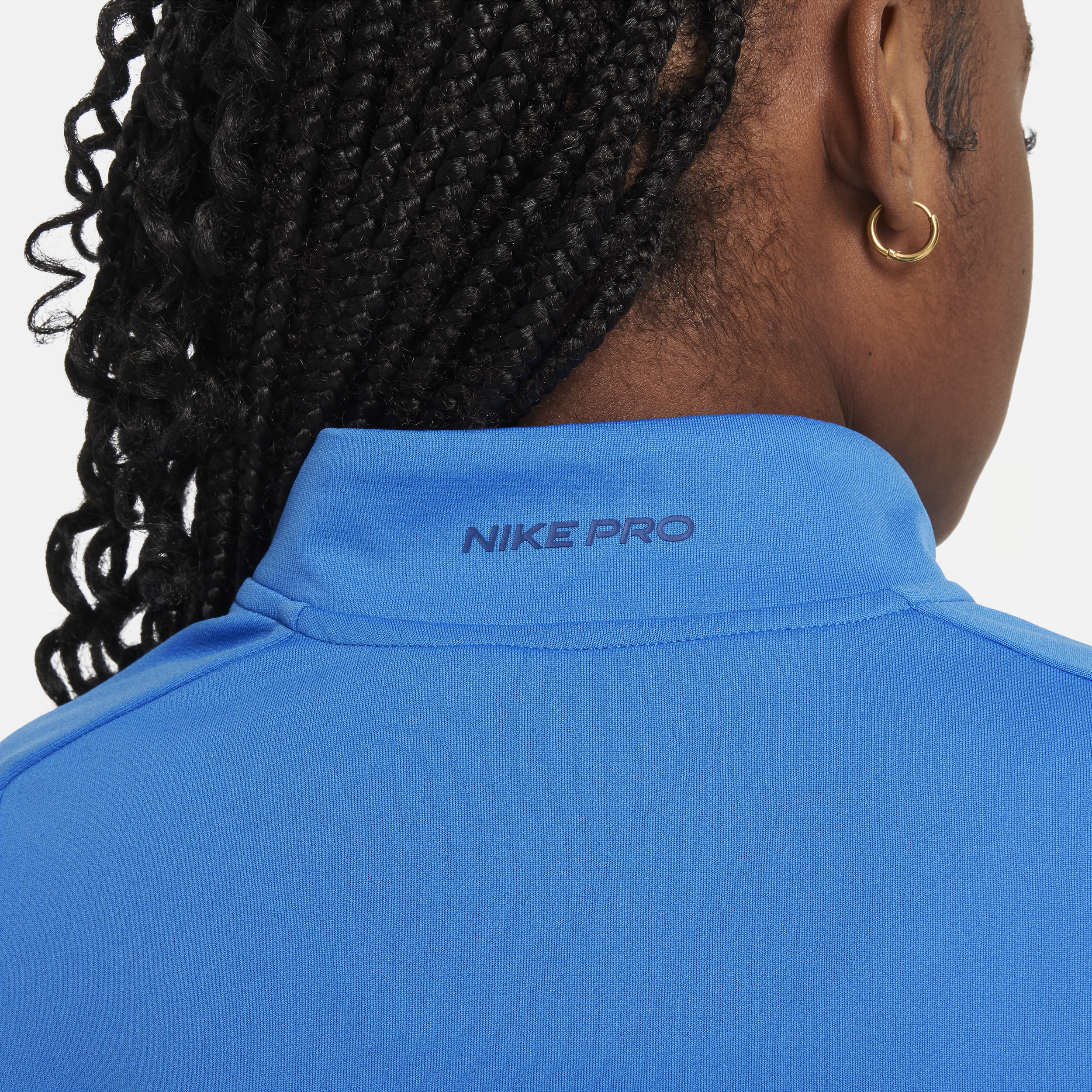 Nike Pro Dri-FIT meisjestop met lange mouwen en halflange rits Blauw