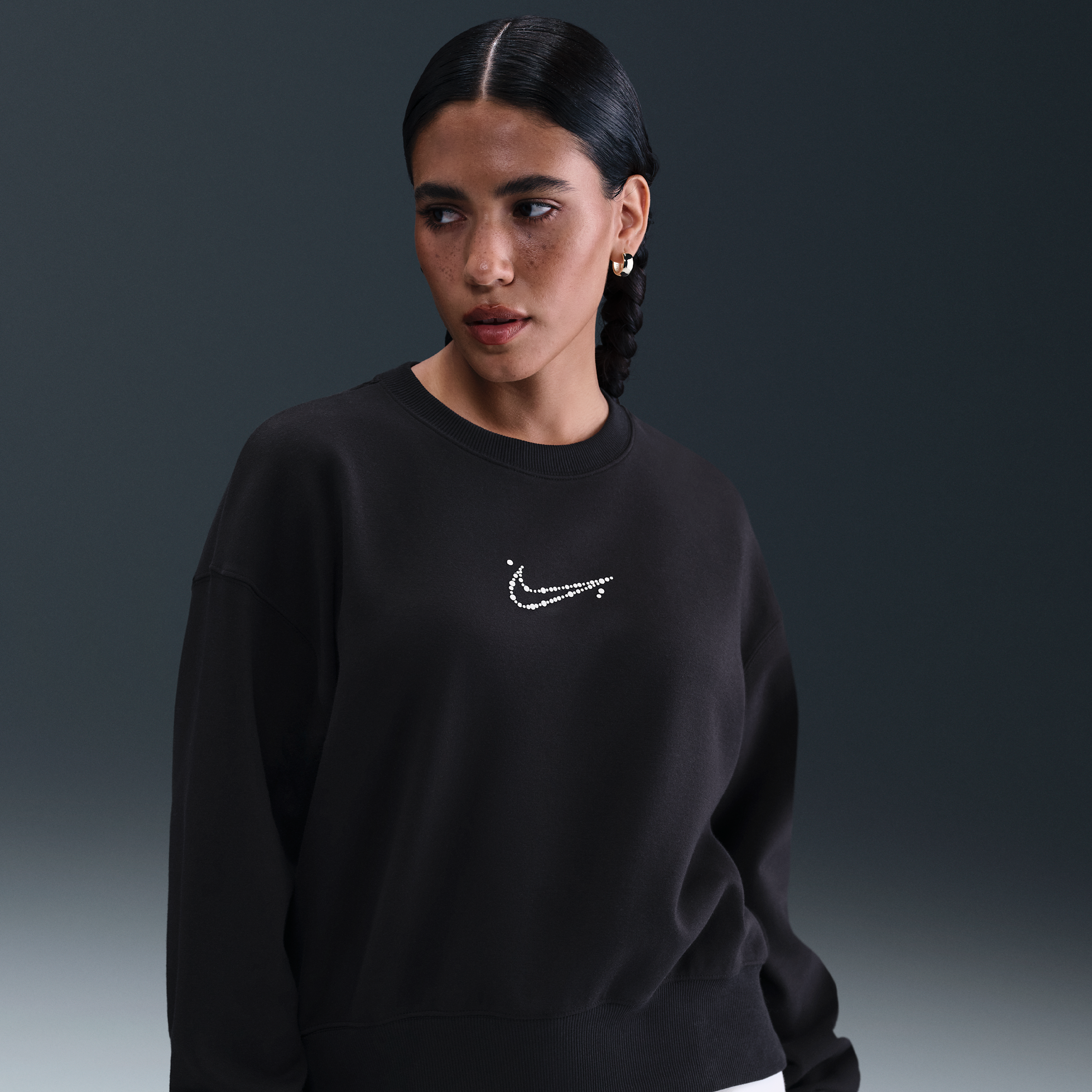 Thumbnail - Nike Phoenix Fleece Oversize-Damen-Sweatshirt mit Rundhalsausschnitt - Schwarz