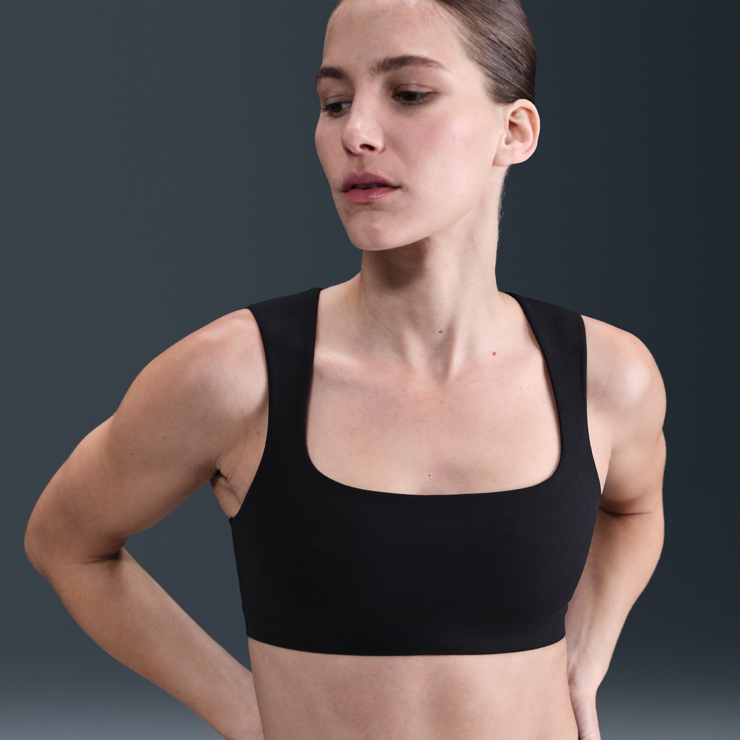 Thumbnail - Nike Zenvy leicht gefütterter Sport-BH mit leichtem Halt - Schwarz