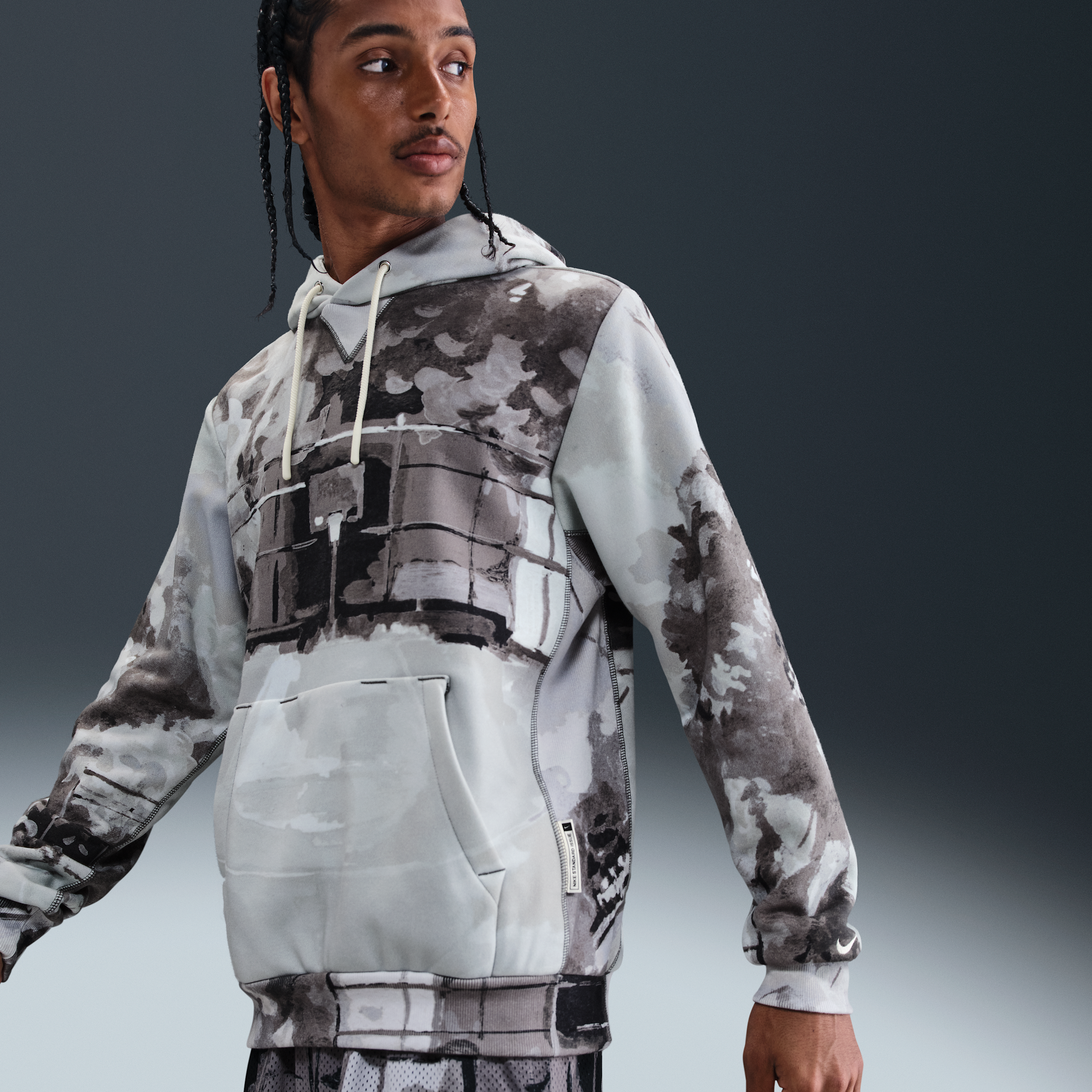 Thumbnail - Nike Standard Issue Therma-FIT Basketball-Hoodie (Herren) - Grau