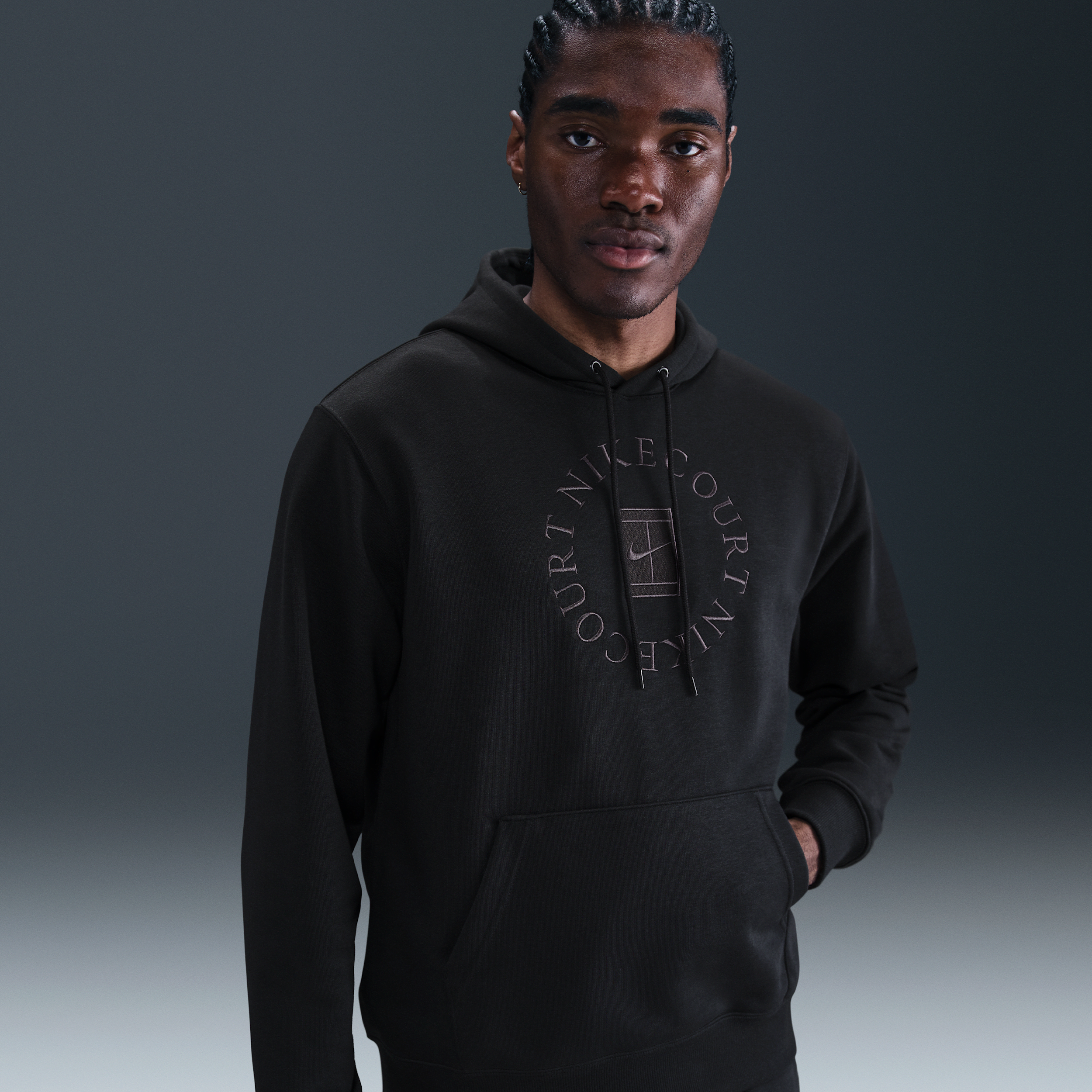 Thumbnail - NikeCourt Heritage Dri-FIT Tennis-Hoodie aus French Terry (Herren) - Schwarz