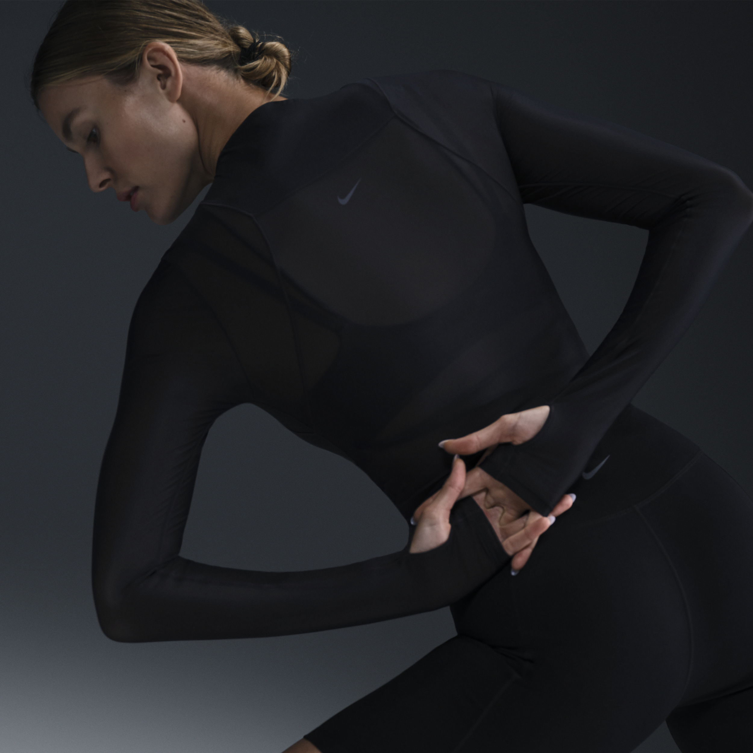 Haut à manches longues Dri-FIT Nike Zenvy Sheer pour femme - Noir