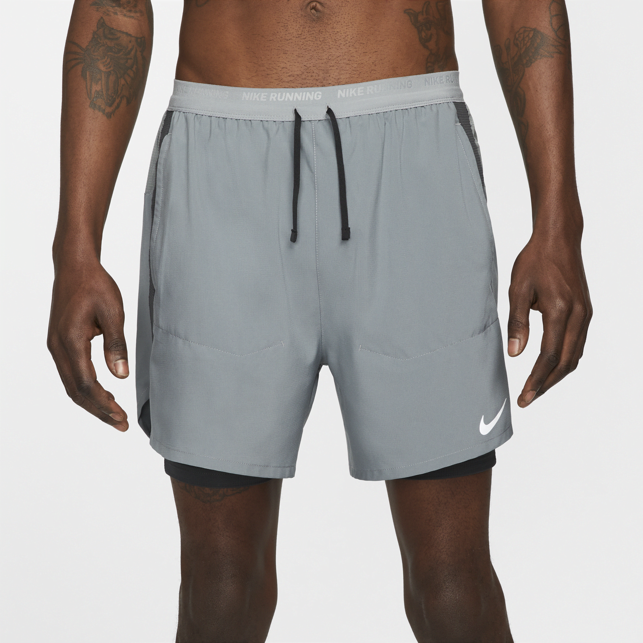 Short de running hybride Dri-FIT Nike Stride 13 cm pour homme - Gris