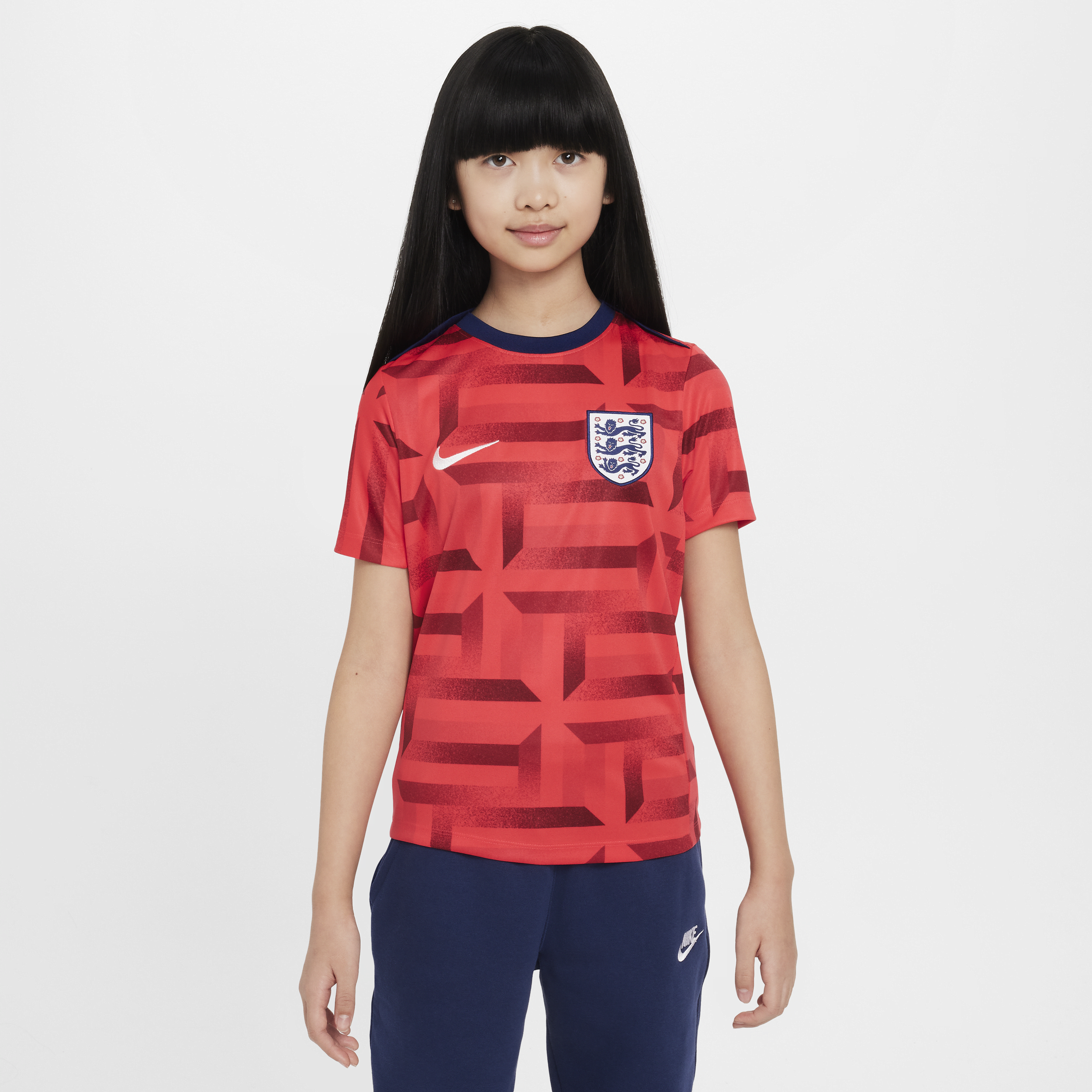 Haut de foot d'avant-match à manches courtes Nike Dri-FIT Angleterre Academy Pro pour ado - Rouge