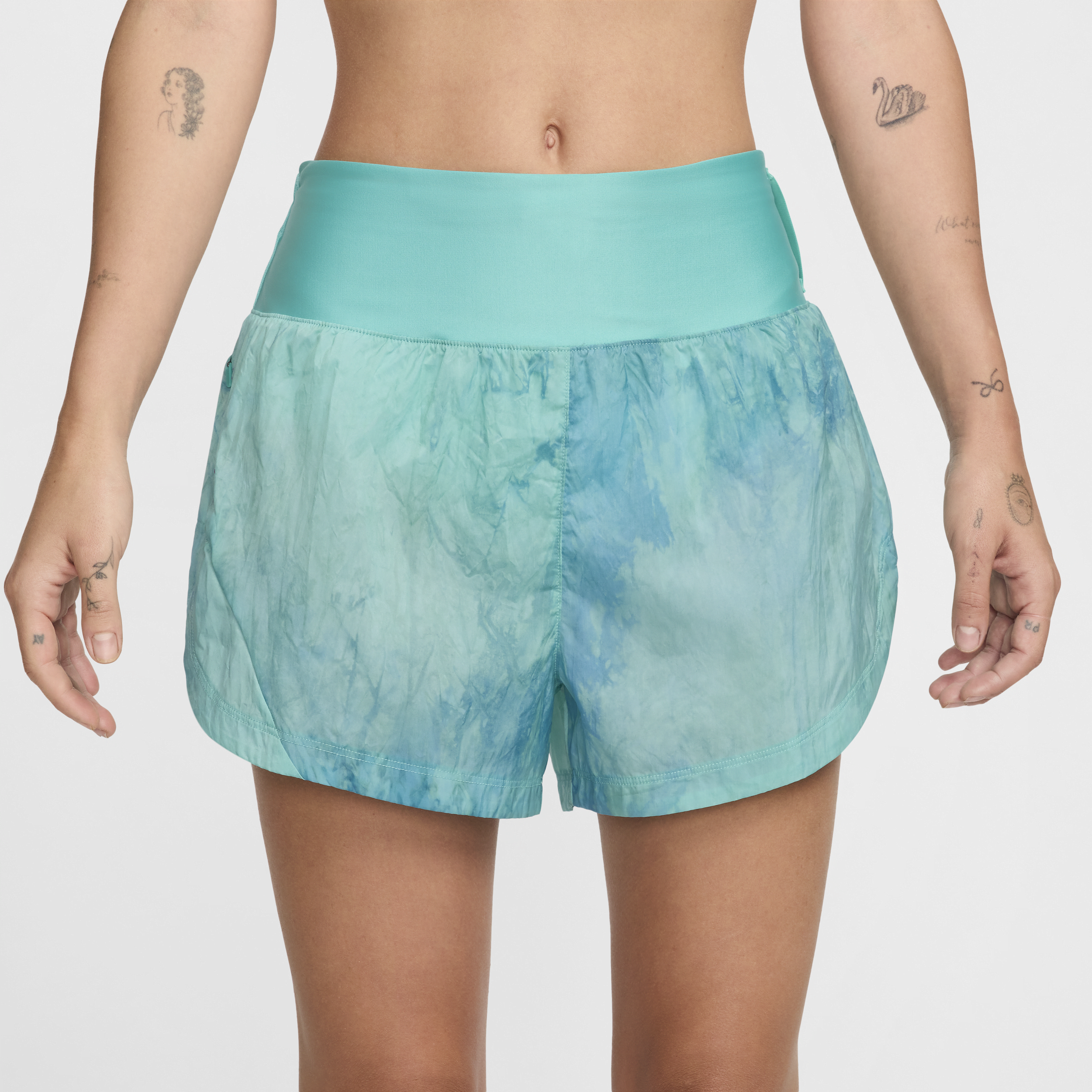 Short de running Repel taille mi-haute avec sous-short intégré 8 cm Nike Trail pour femme - Vert